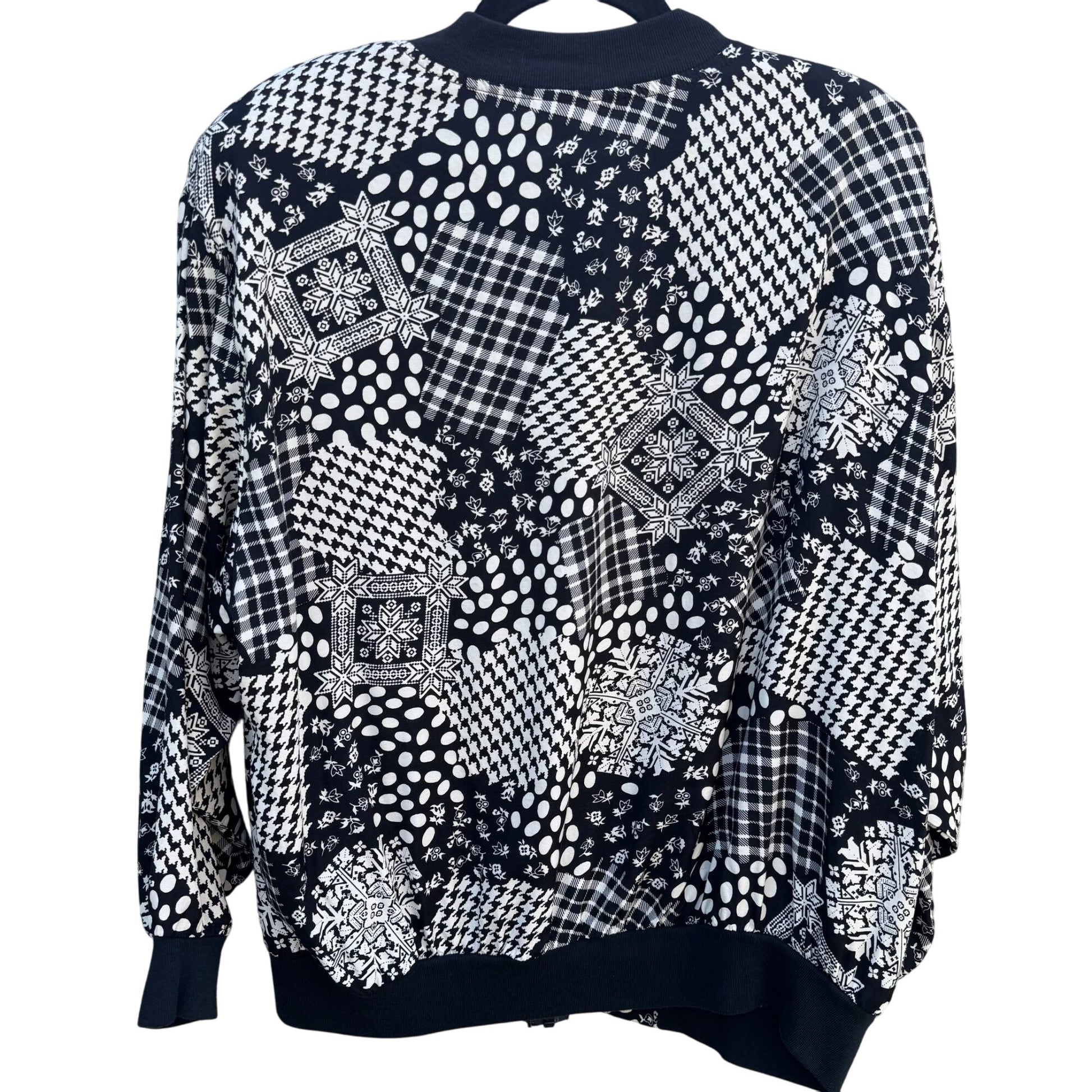 Cherisa Vintage 80s Womens Oversized Patchwork Patterned Retro Bomber Jacket 1X