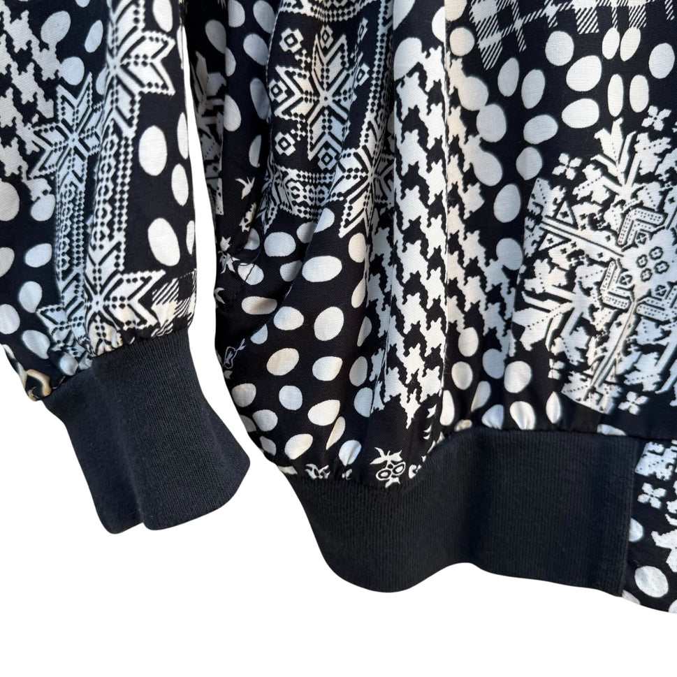 Cherisa Vintage 80s Womens Oversized Patchwork Patterned Retro Bomber Jacket 1X