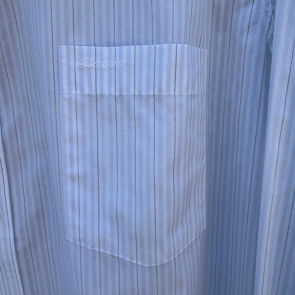 Daedo Mens Light Blue Pinstripe Button Down Shirt Long Sleeve Cotton Blend Large