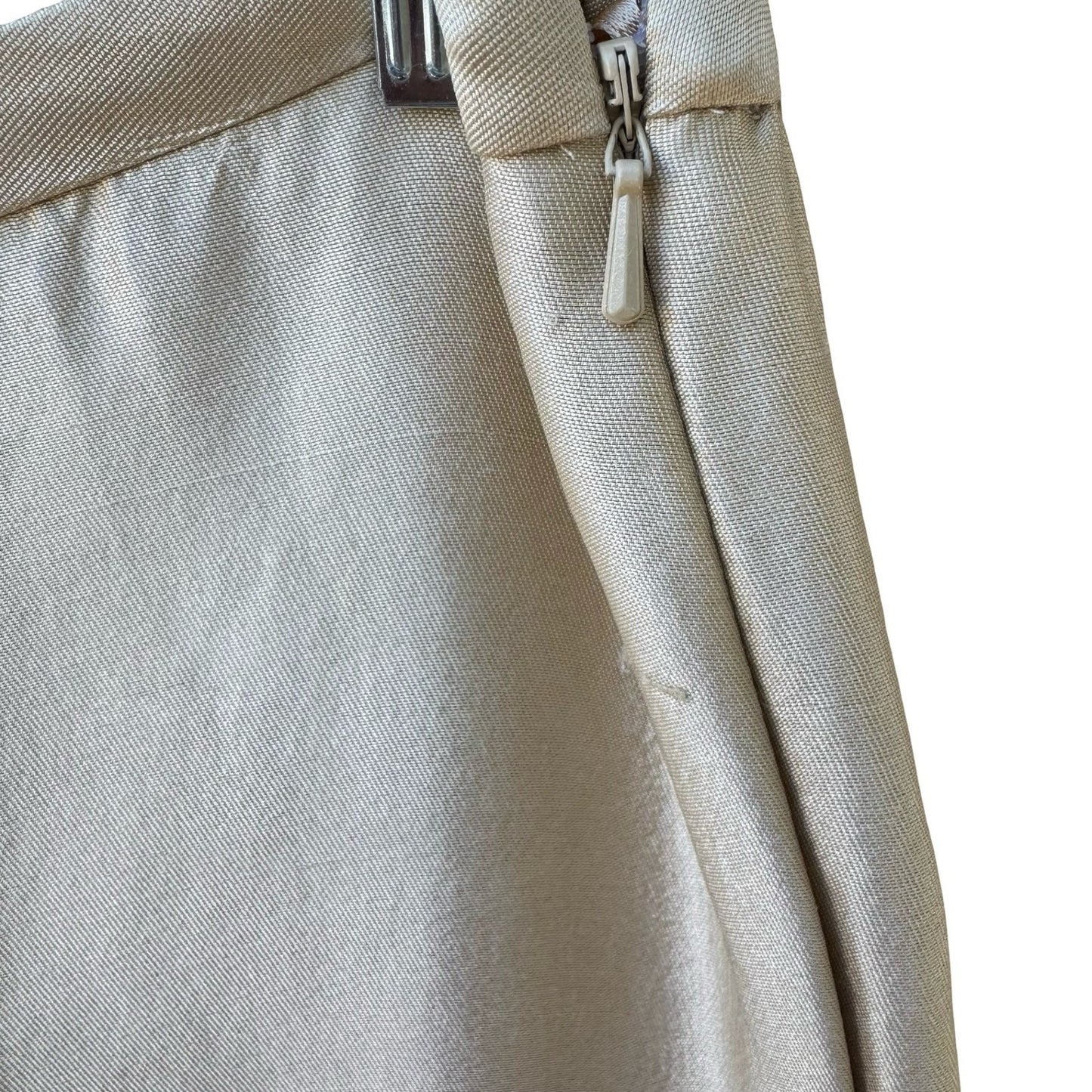 Bloomingdales Womens Silk Wool Blend Wide Leg Trousers Champagne Gold Size 14