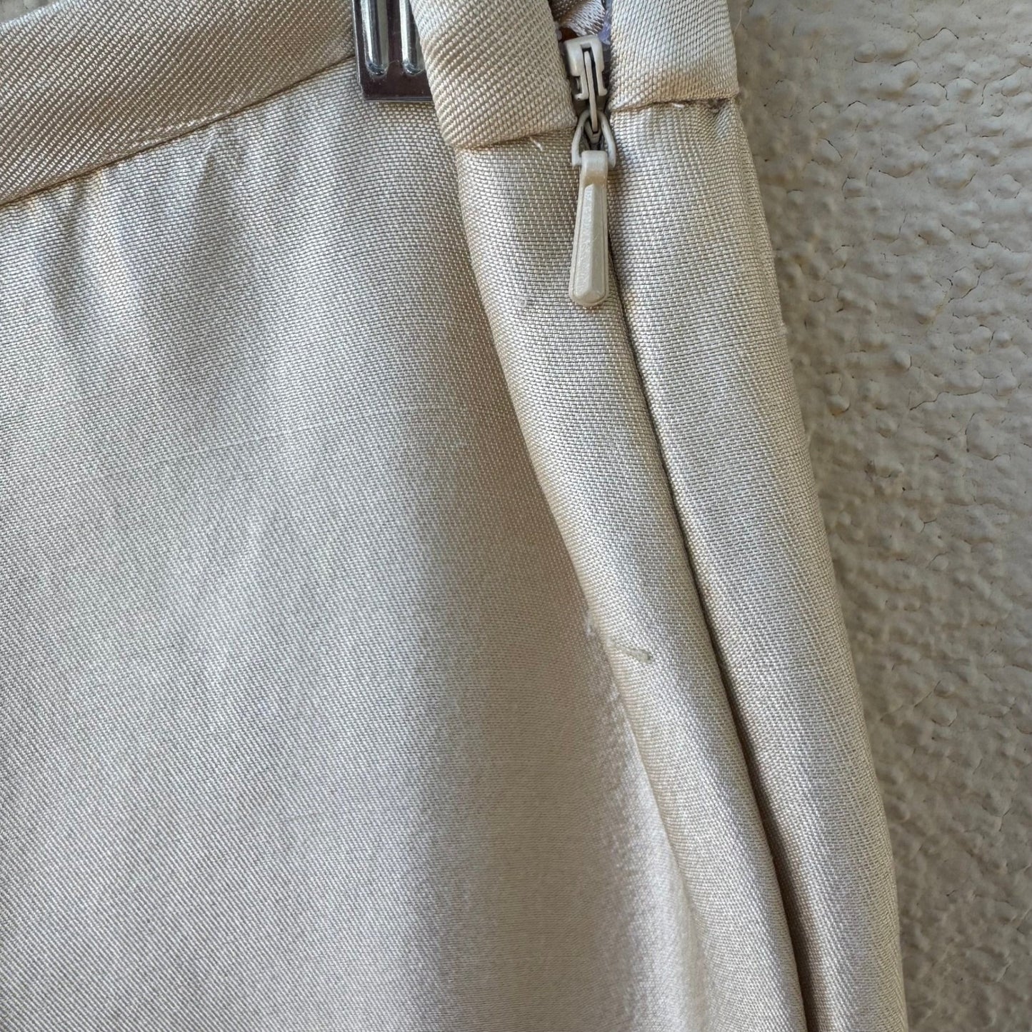 Bloomingdales Womens Silk Wool Blend Wide Leg Trousers Champagne Gold Size 14