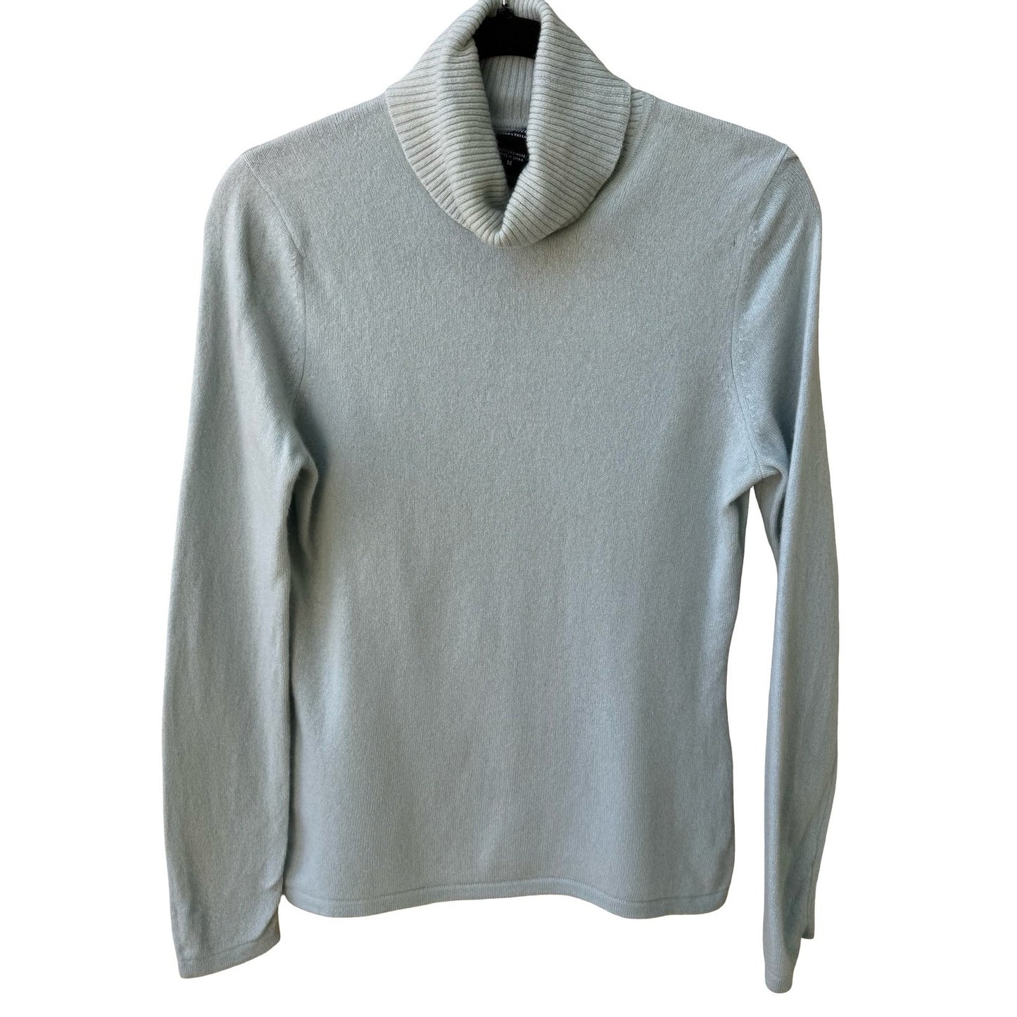 Lord & Taylor 100% Cashmere Quiet Luxury Old Money Turtleneck Sweater Blue M