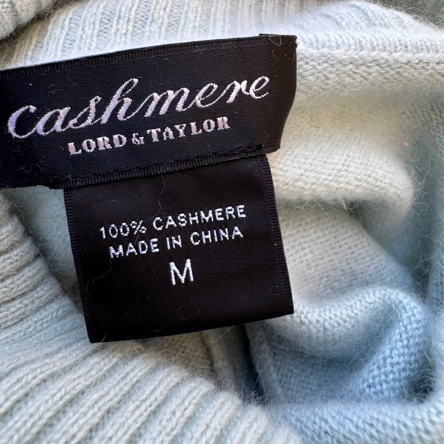 Lord & Taylor 100% Cashmere Quiet Luxury Old Money Turtleneck Sweater Blue M