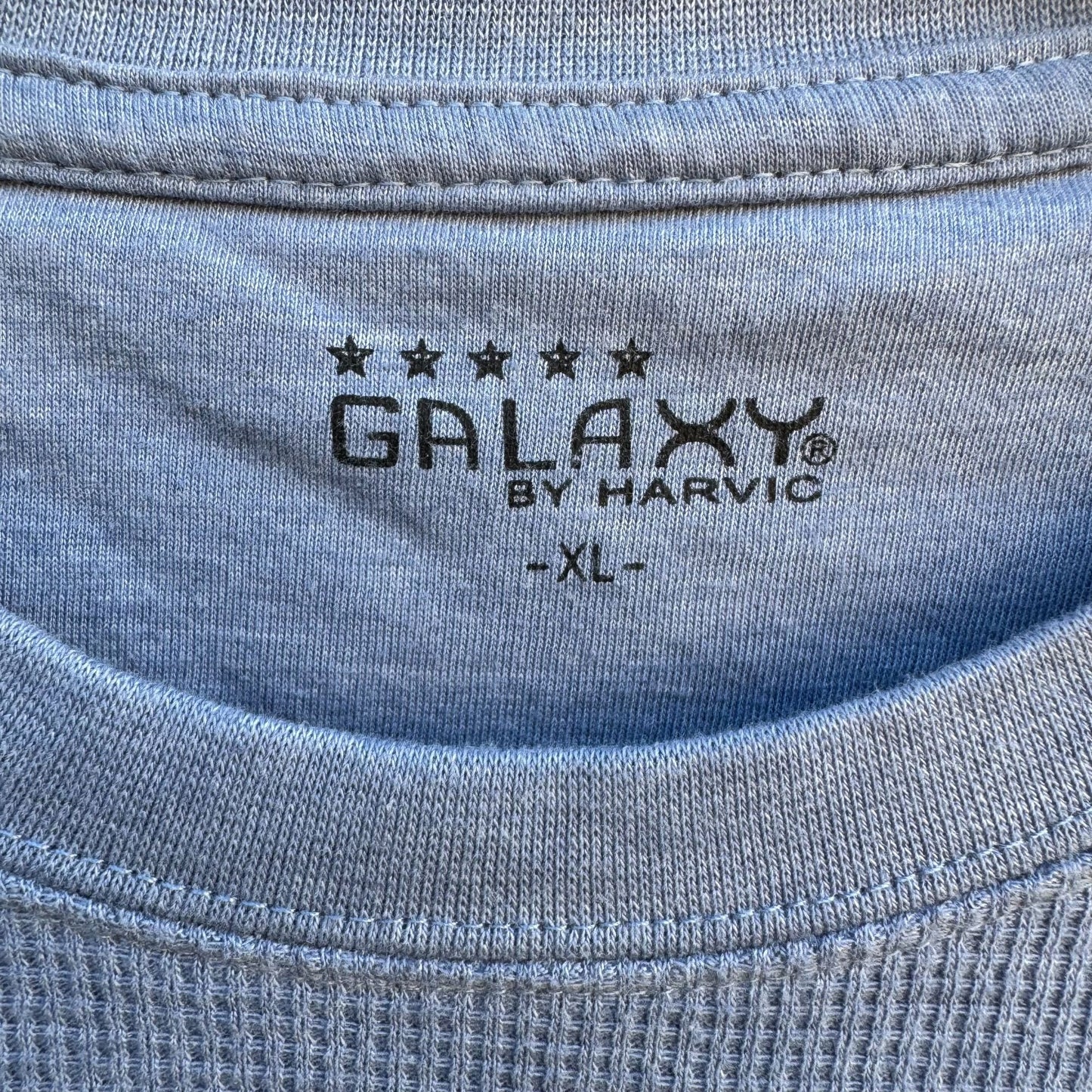 Galaxy By Harvic Mens XL Blue Waffle Knit Thermal Long Sleeve Crewneck Shirt XL