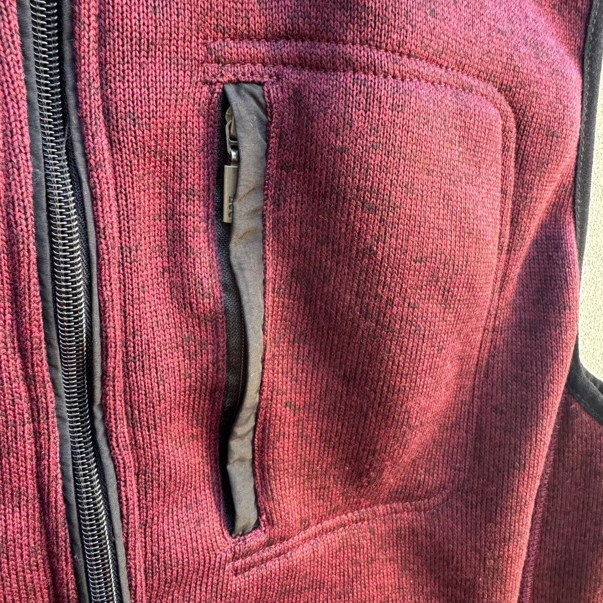 Lee Gorpcore Layering Sweater Fleece Sherpa Collar Utility Vest Burgundy Mens L