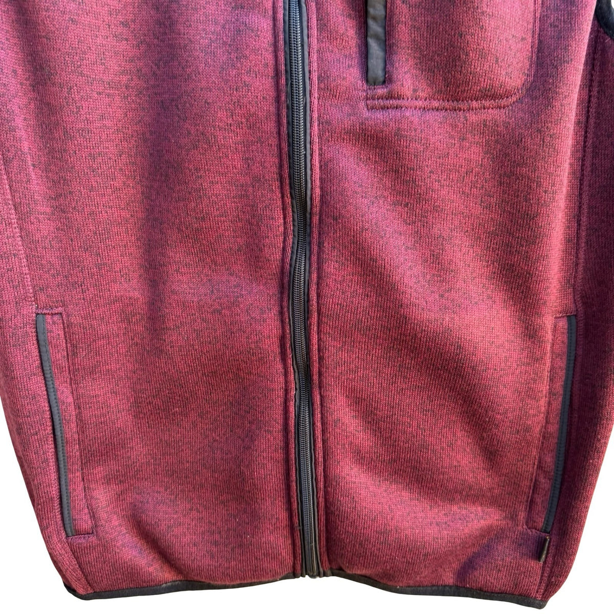 Lee Gorpcore Layering Sweater Fleece Sherpa Collar Utility Vest Burgundy Mens L