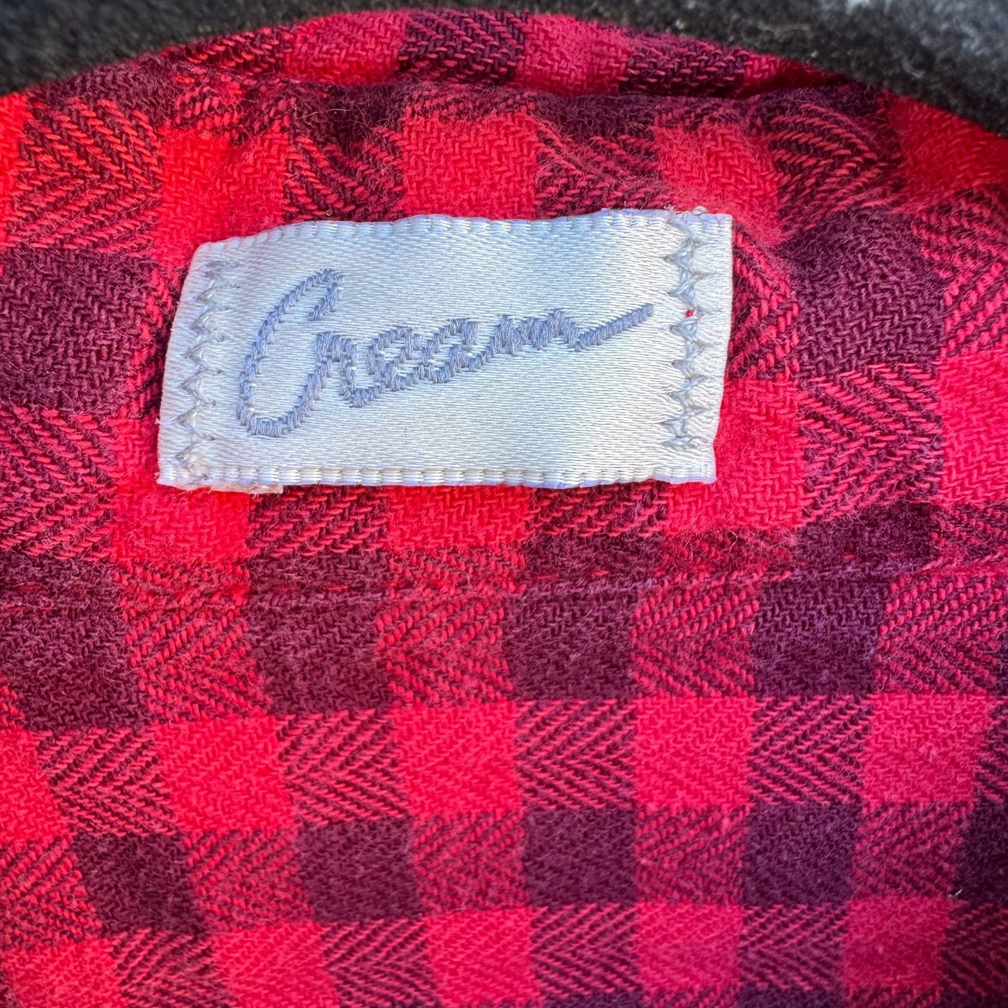 Cream Vintage Womens Red & Black Plaid Button-Up Flannel Shirt Long Sleeve Shirt