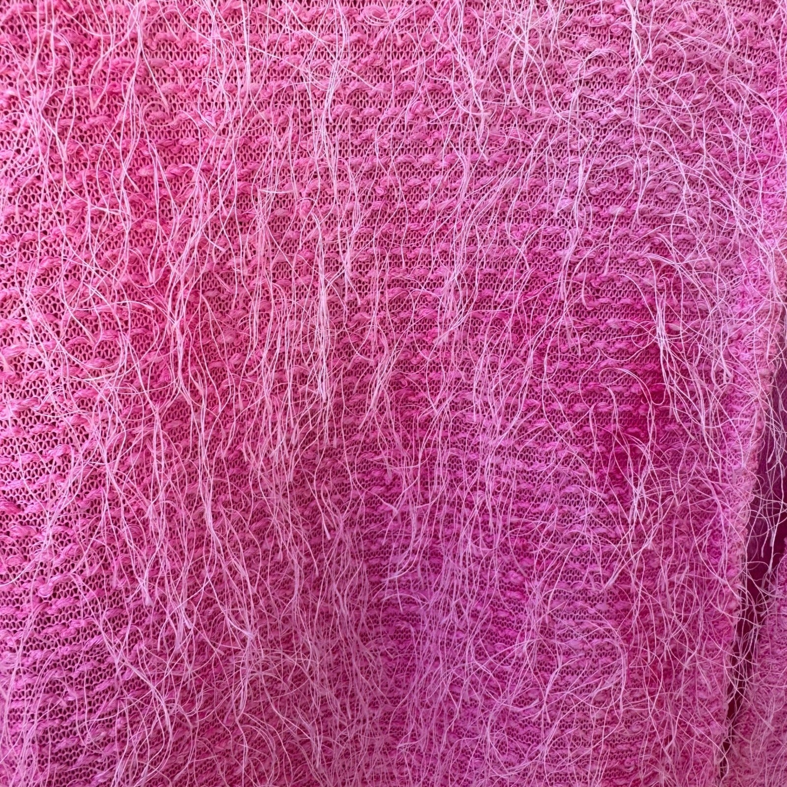 Fashion 2 Fashion Y2K Pink Eyelash Knit Cardigan Fuzzy Barbiecore Sweater L NEW