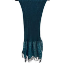 Switch Teal Green Crinkle Knit Wrap Scarf Silver Metallic Geometric Fringe Formal Shawl 3 image