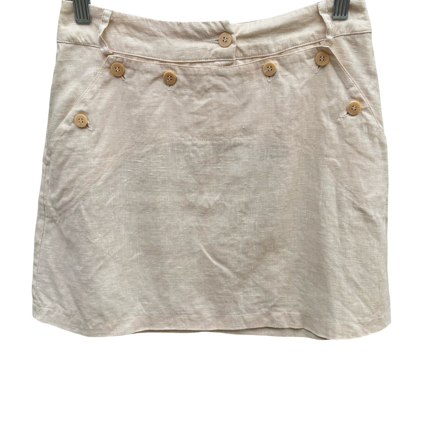BCBG Paris Vintage 90s Y2K 100% Linen Nautical Breton Coastal Micro Mini Skirt 6