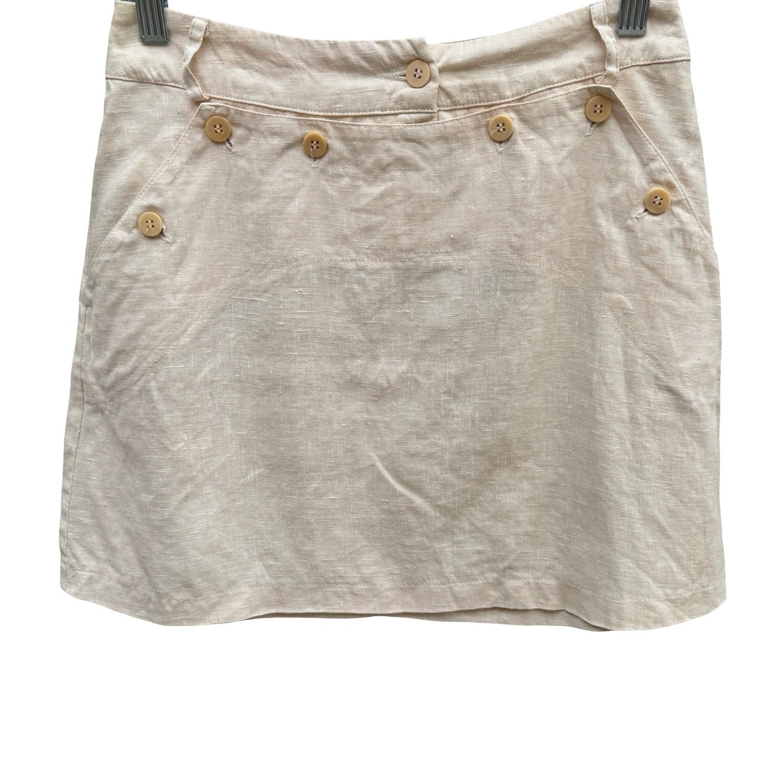 BCBG Paris Vintage 90s Y2K 100% Linen Nautical Breton Coastal Micro Mini Skirt 6