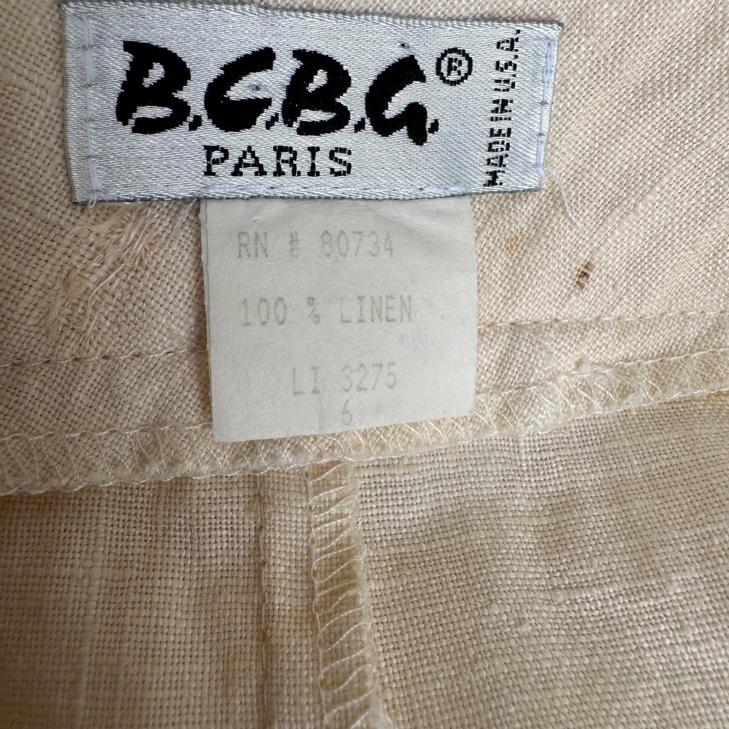 BCBG Paris Vintage 90s Y2K 100% Linen Nautical Breton Coastal Micro Mini Skirt 6