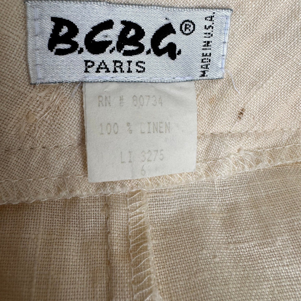 BCBG Paris Vintage 90s Y2K 100% Linen Nautical Breton Coastal Micro Mini Skirt 6