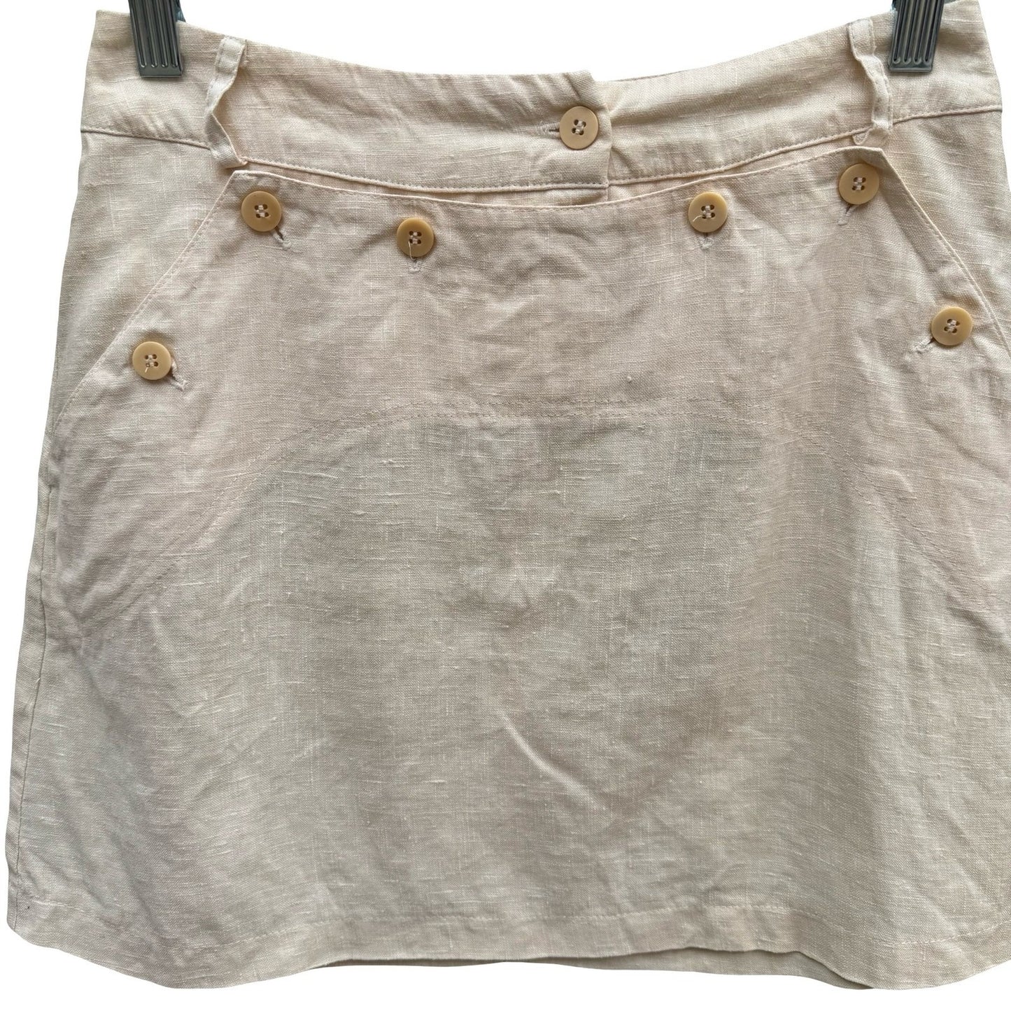 BCBG Paris Vintage 90s Y2K 100% Linen Nautical Breton Coastal Micro Mini Skirt 6