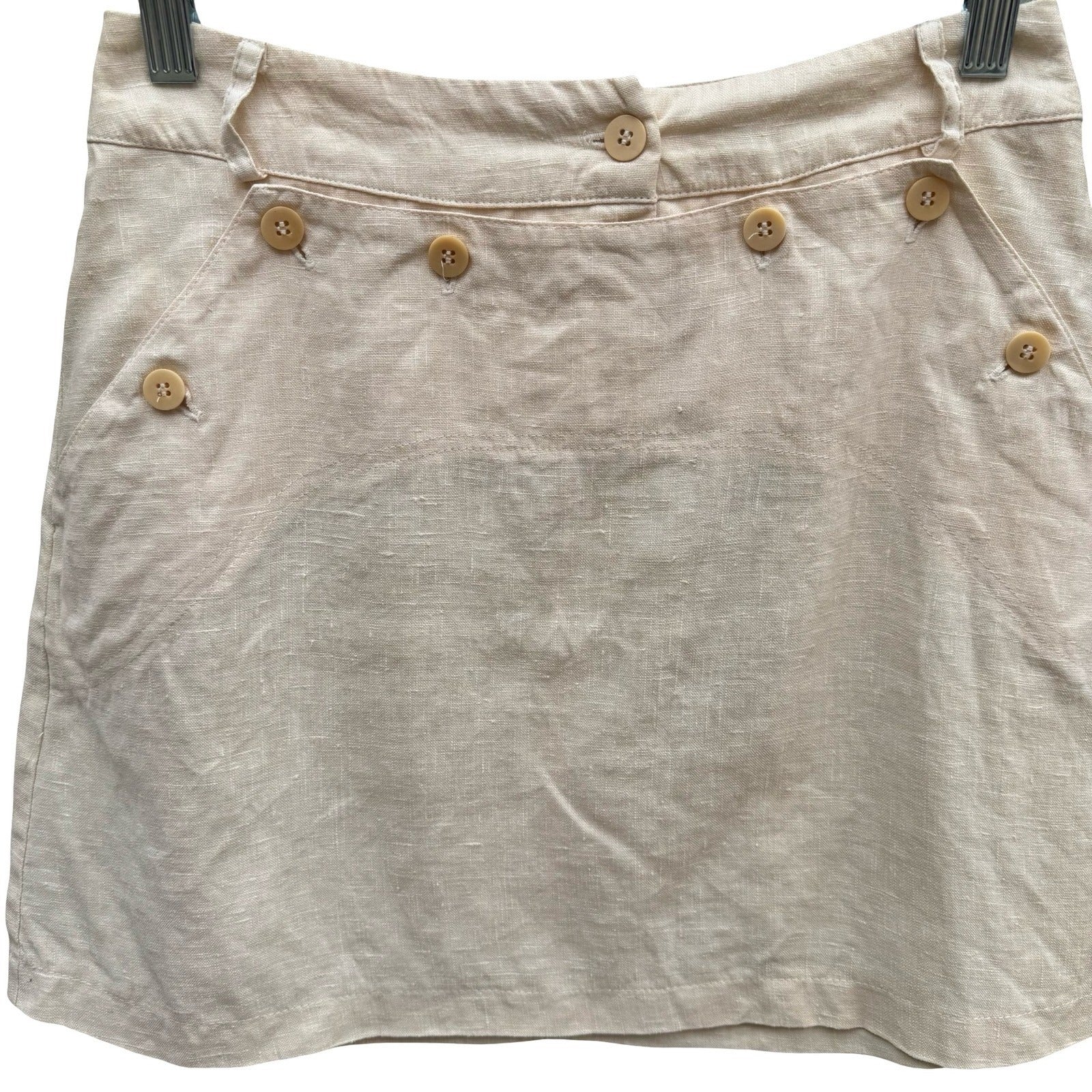 BCBG Paris Vintage 90s Y2K 100% Linen Nautical Breton Coastal Micro Mini Skirt 6
