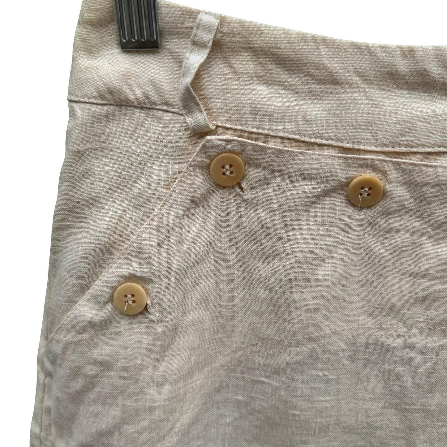 BCBG Paris Vintage 90s Y2K 100% Linen Nautical Breton Coastal Micro Mini Skirt 6