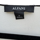 Switch Alfani Womens White V-Neck Blouse Black Contrast Trim Bow Bell Cuff Medium NWT 2 image