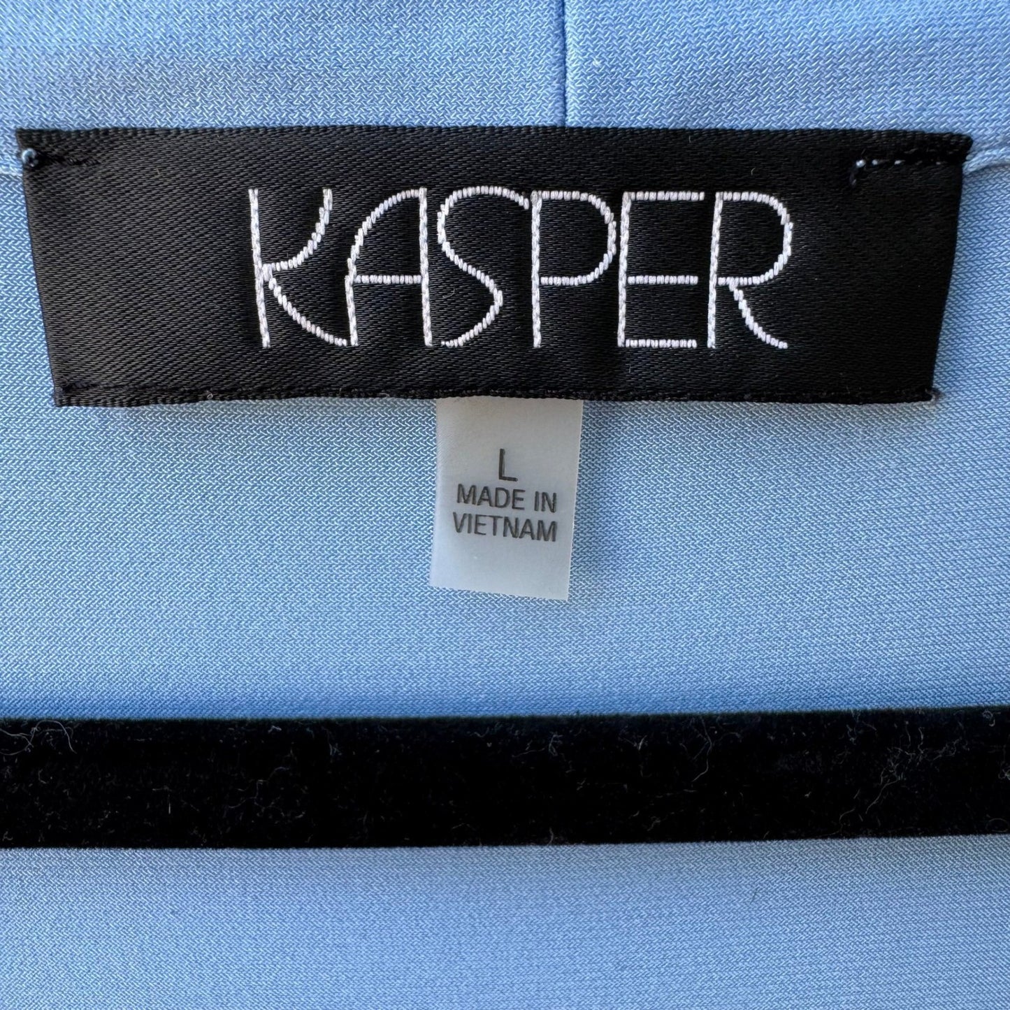 Kasper Minimalist Square Neck Sleeveless Pleated Neck Shell Blouse Pastel Blue L