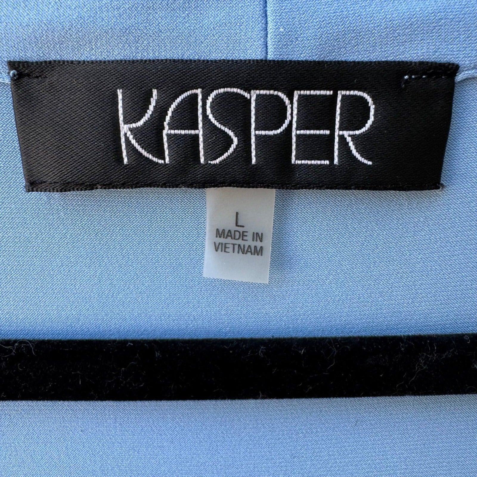 Kasper Minimalist Square Neck Sleeveless Pleated Neck Shell Blouse Pastel Blue L