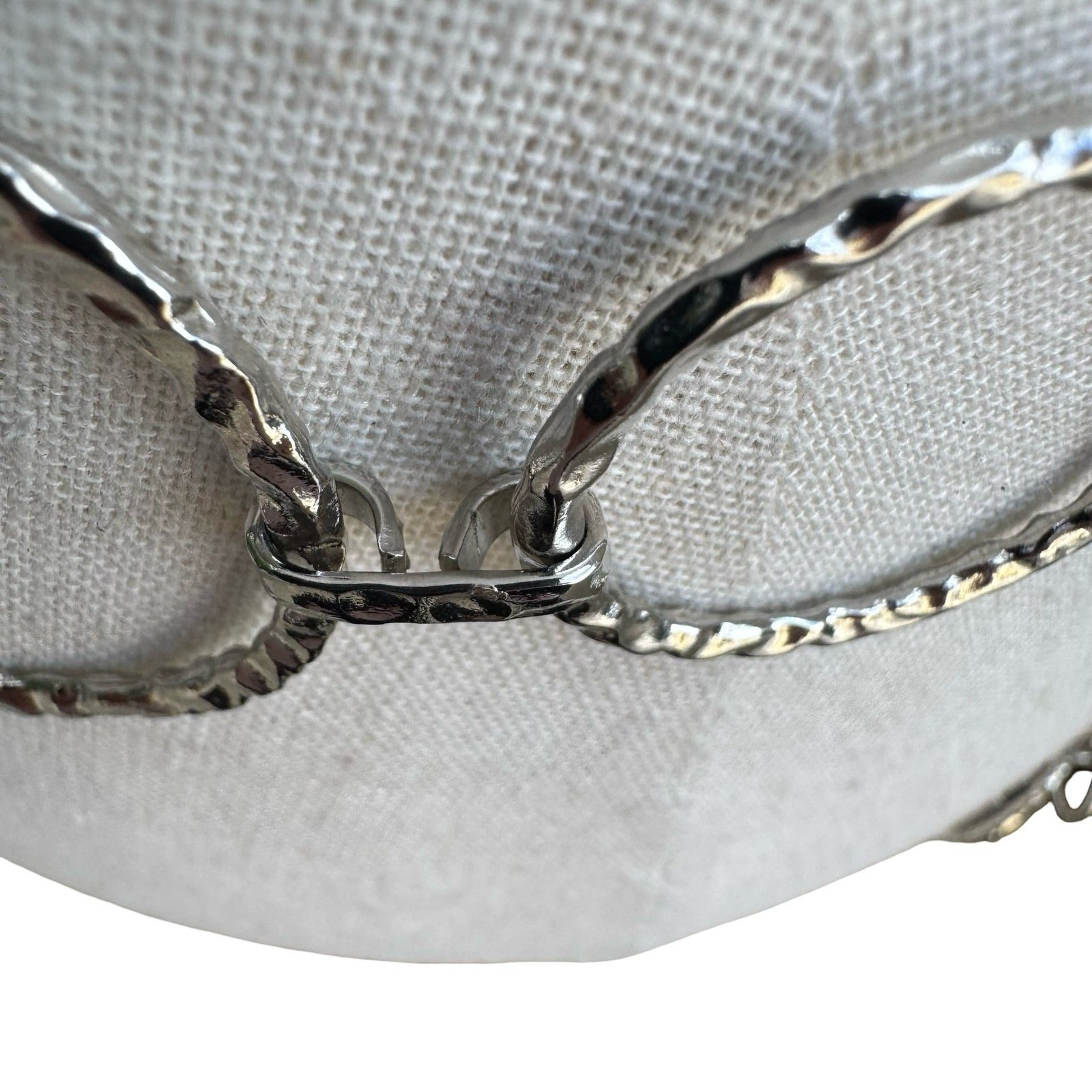 Silver Hammered Ring Chain Belt Adjustable Textured Circle Link Boho Statement