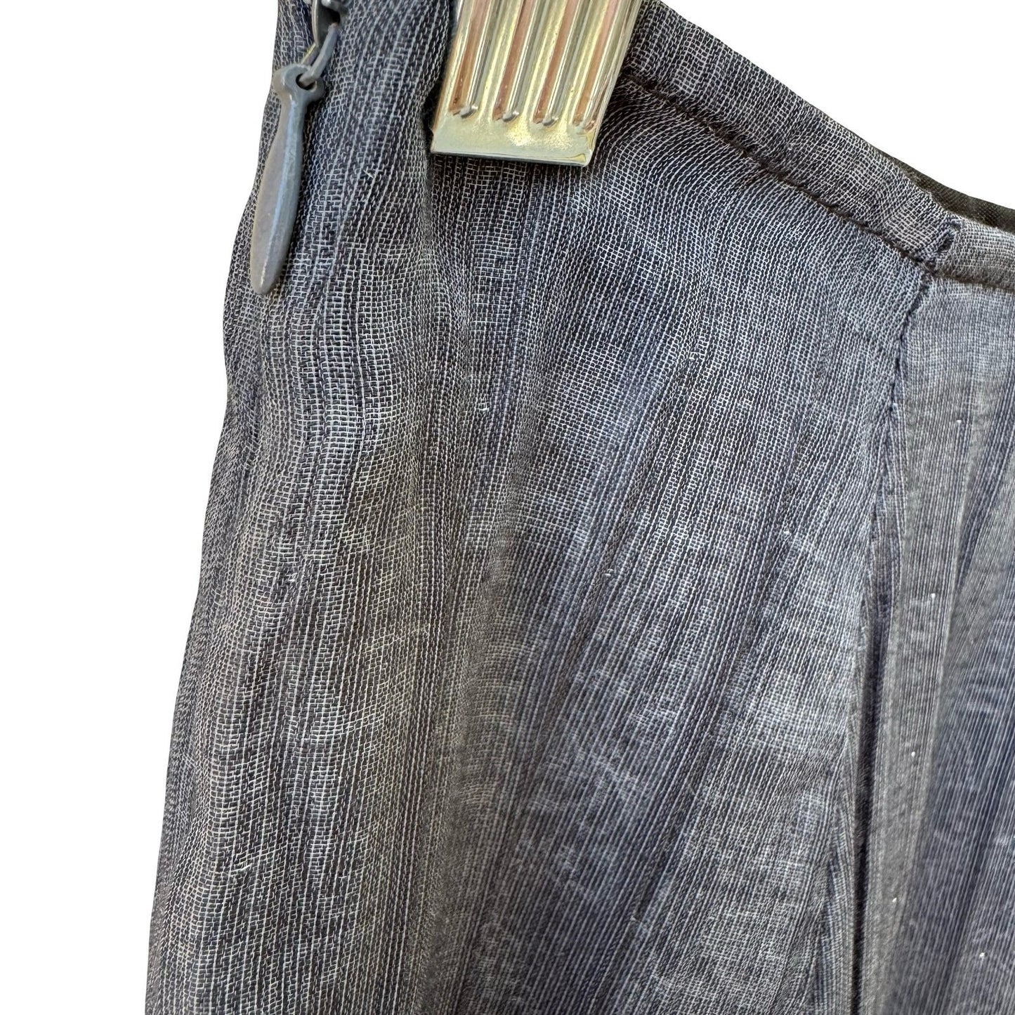 DIN Avant-Garde Lagenlook Minimalist Edgy Pleated Tiered Tab Midi Skirt Gray XS