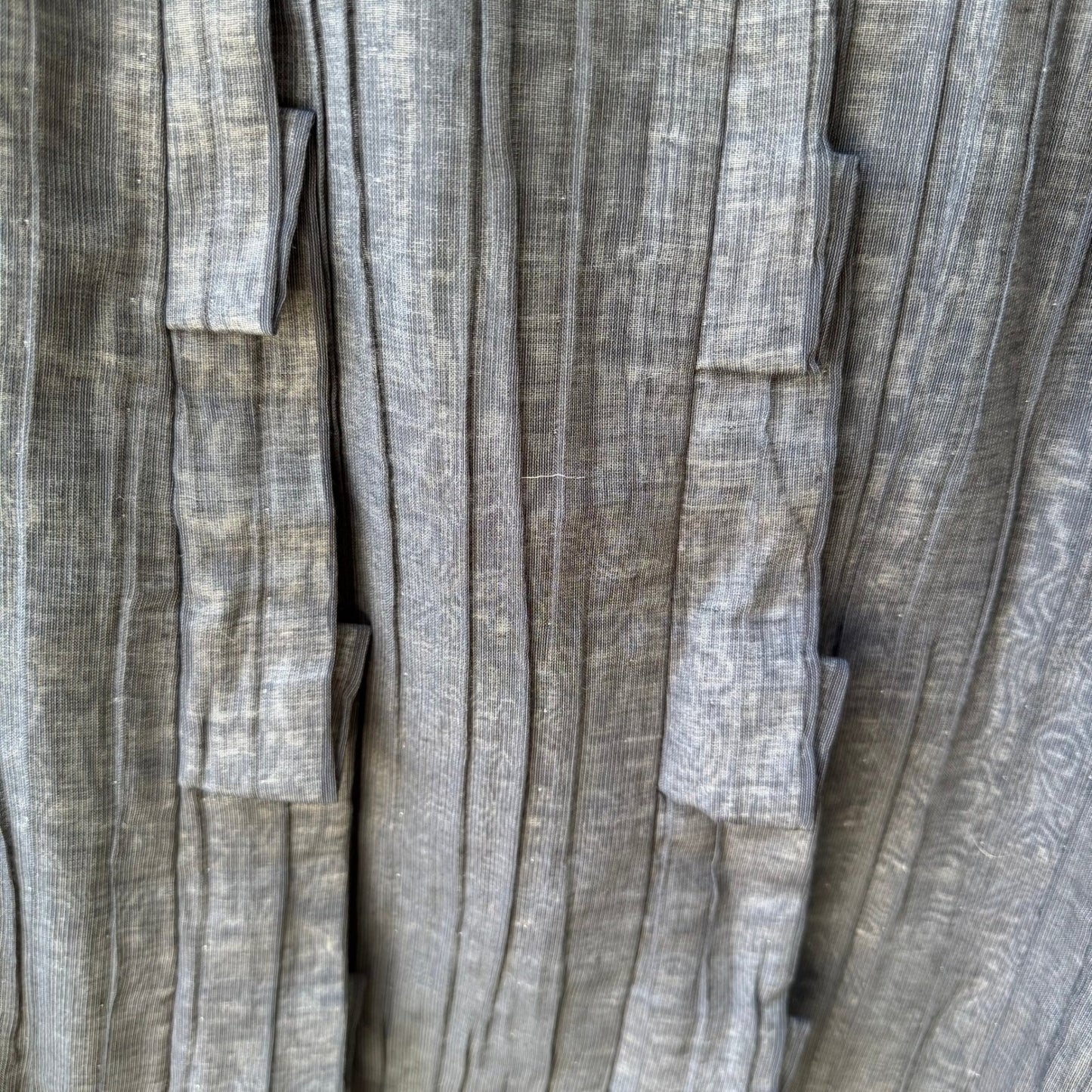 DIN Avant-Garde Lagenlook Minimalist Edgy Pleated Tiered Tab Midi Skirt Gray XS