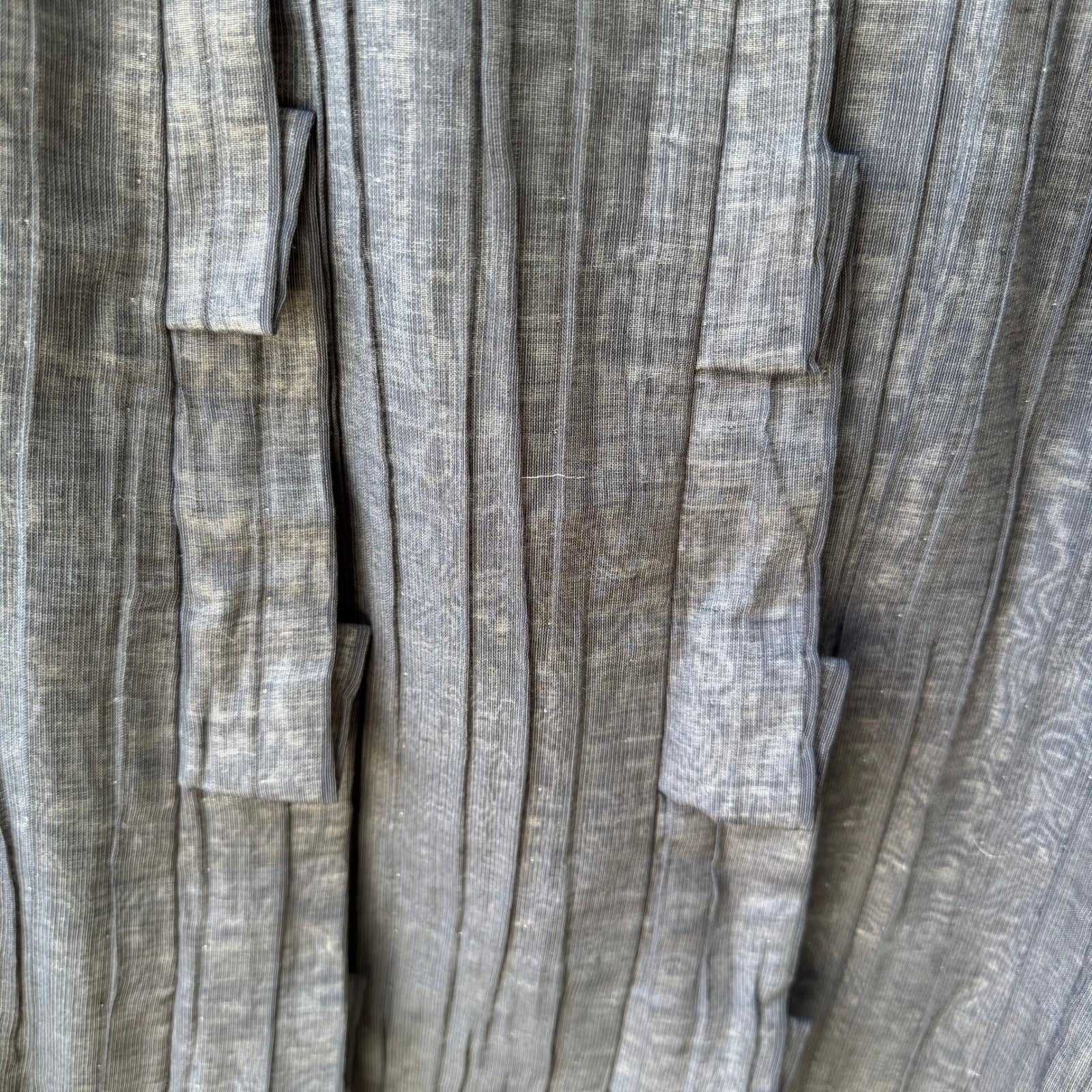 DIN Avant-Garde Lagenlook Minimalist Edgy Pleated Tiered Tab Midi Skirt Gray XS