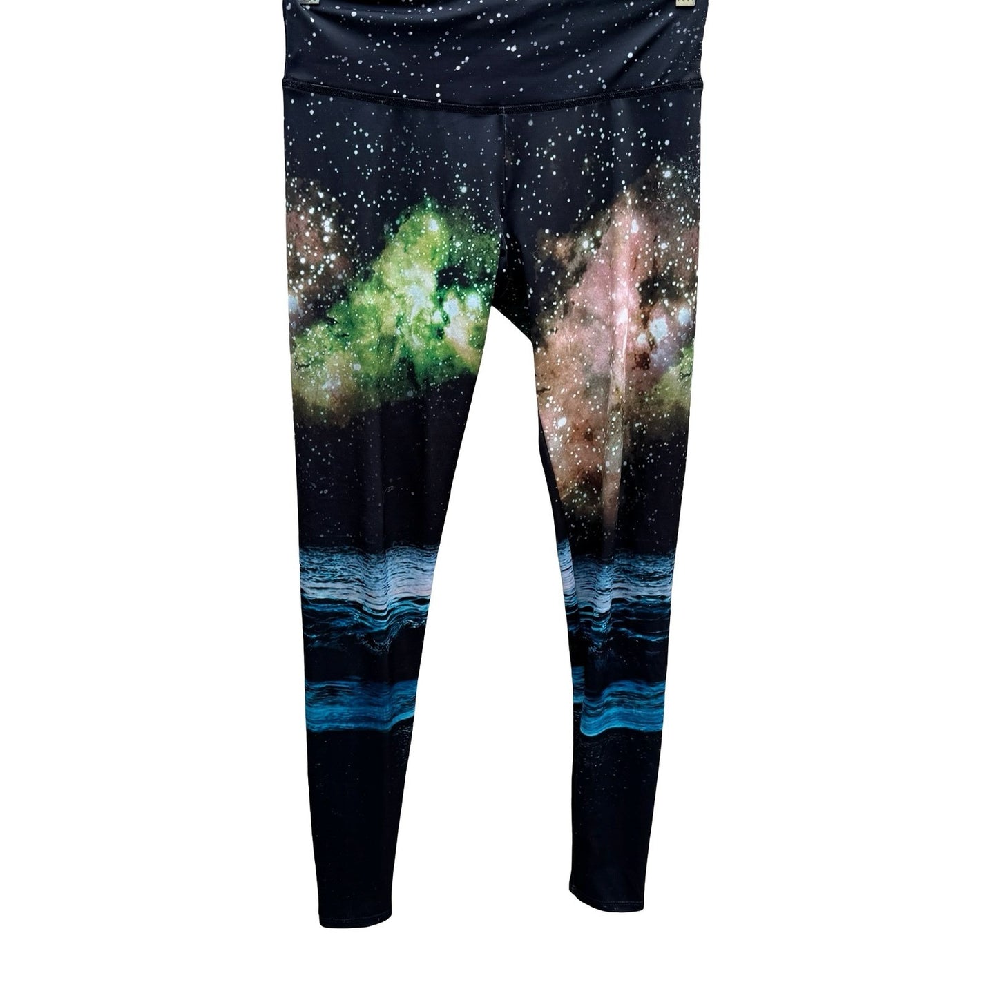 Onzie Galaxy Ocean Nebula Print High Rise Activewear Yoga Gym Leggings Black S