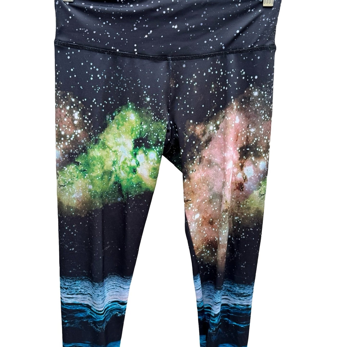 Onzie Galaxy Ocean Nebula Print High Rise Activewear Yoga Gym Leggings Black S
