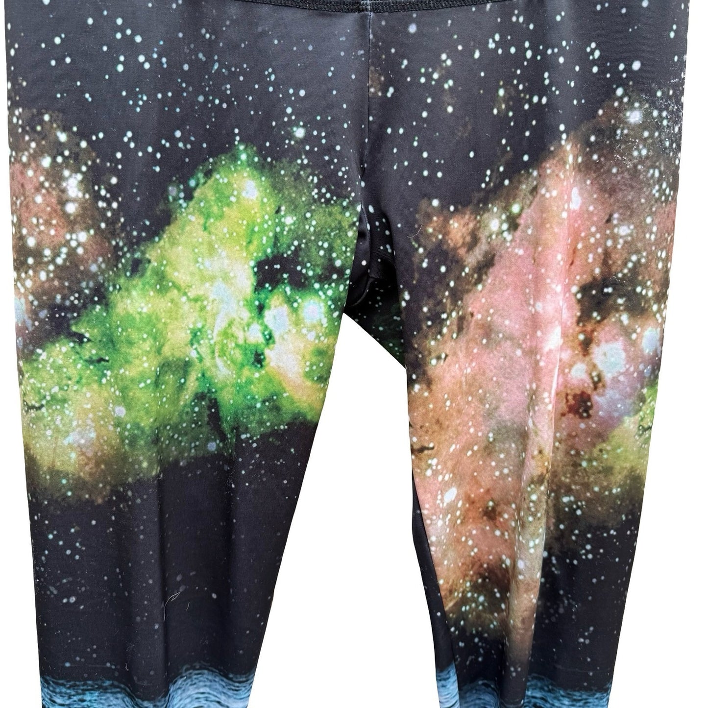 Onzie Galaxy Ocean Nebula Print High Rise Activewear Yoga Gym Leggings Black S