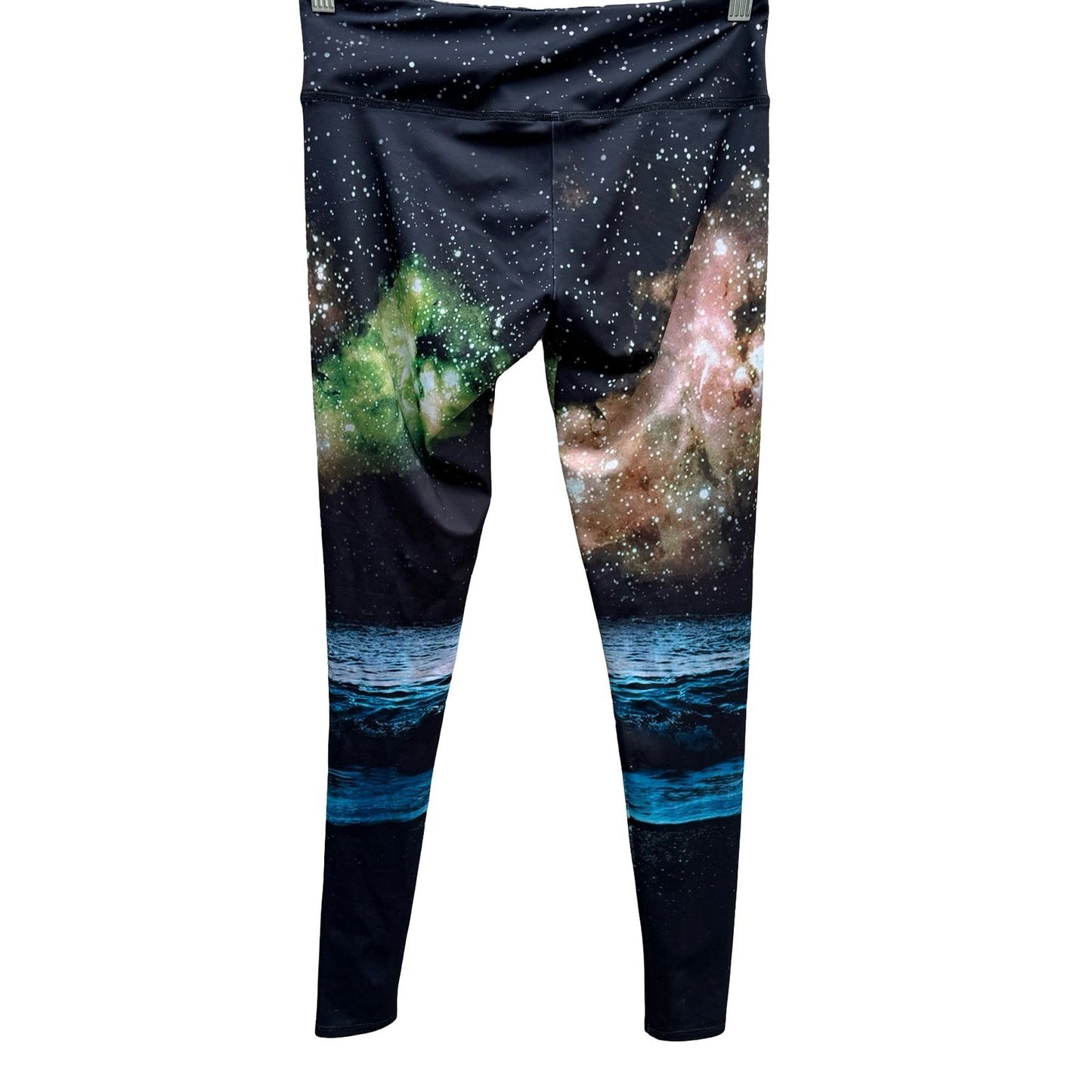 Onzie Galaxy Ocean Nebula Print High Rise Activewear Yoga Gym Leggings Black S