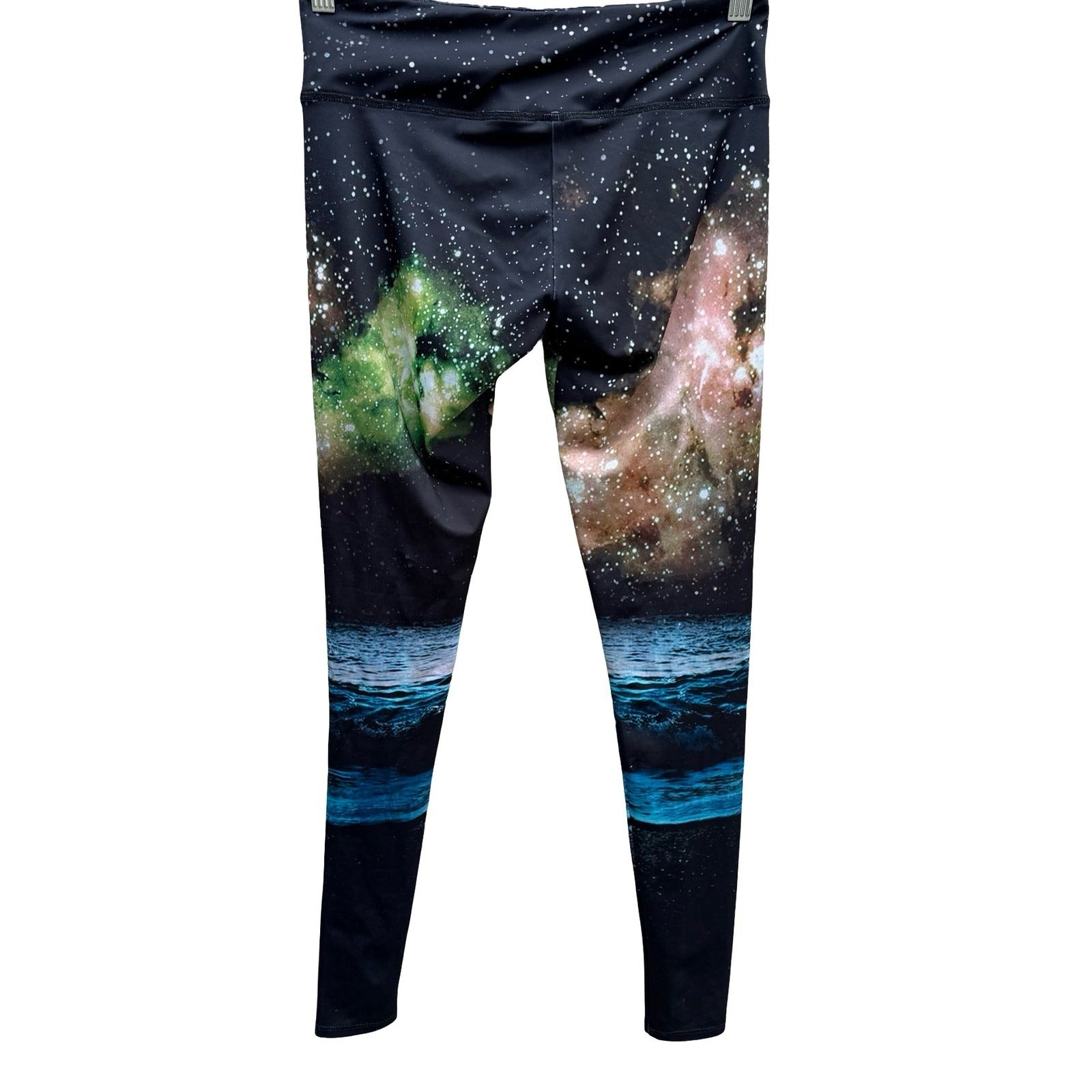 Onzie Galaxy Ocean Nebula Print High Rise Activewear Yoga Gym Leggings Black S