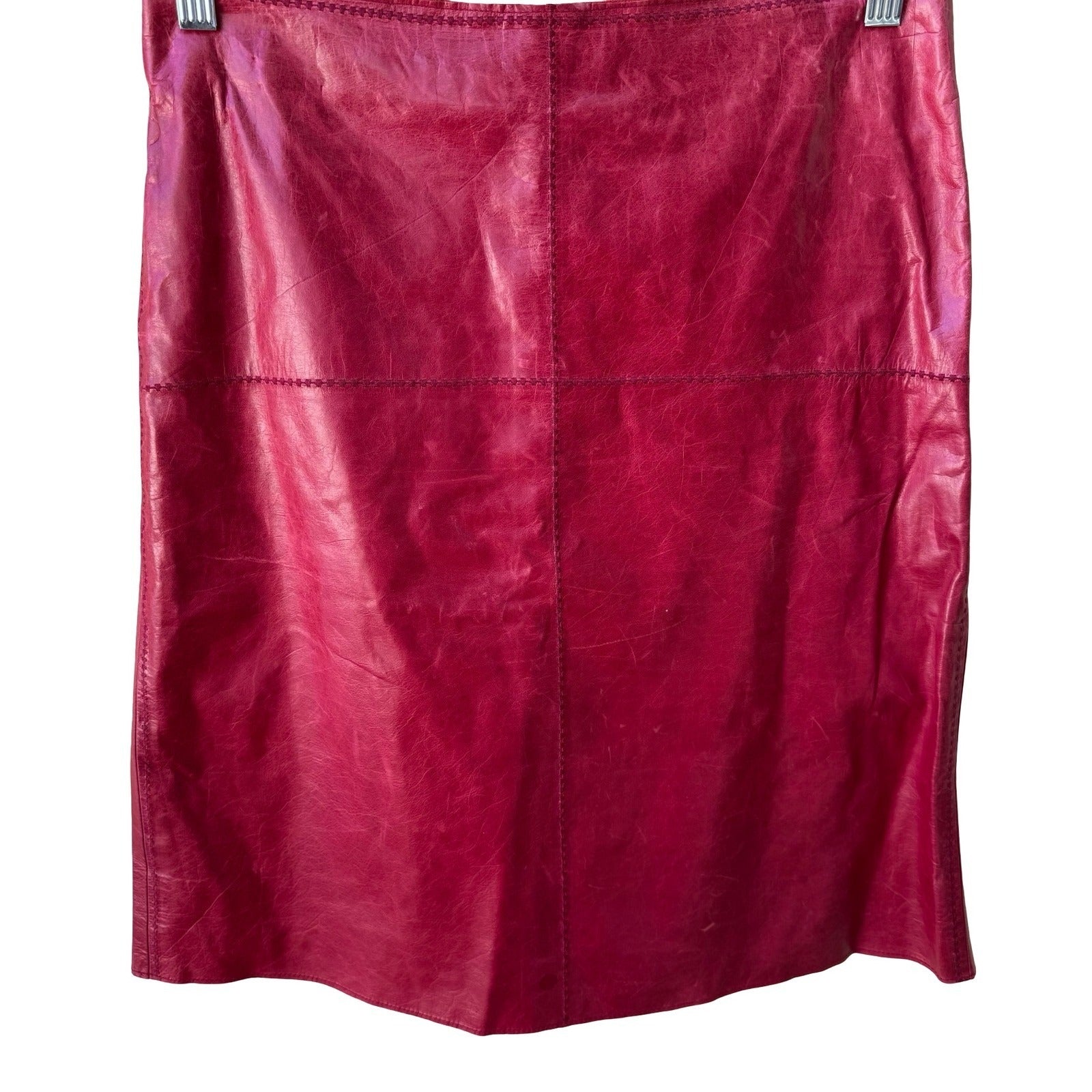 Poleci Y2K Indie Sleaze Leather Pencil Skirt Cross Stitch Edgy Barbie Hot Pink M