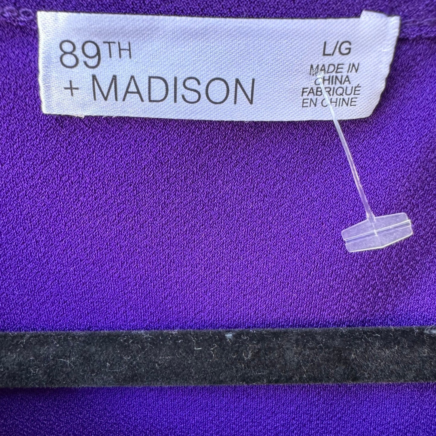 89th + Madison Glam Party Rhinestone Trim Sleeve Jewel Tone Purple Blouse L NEW