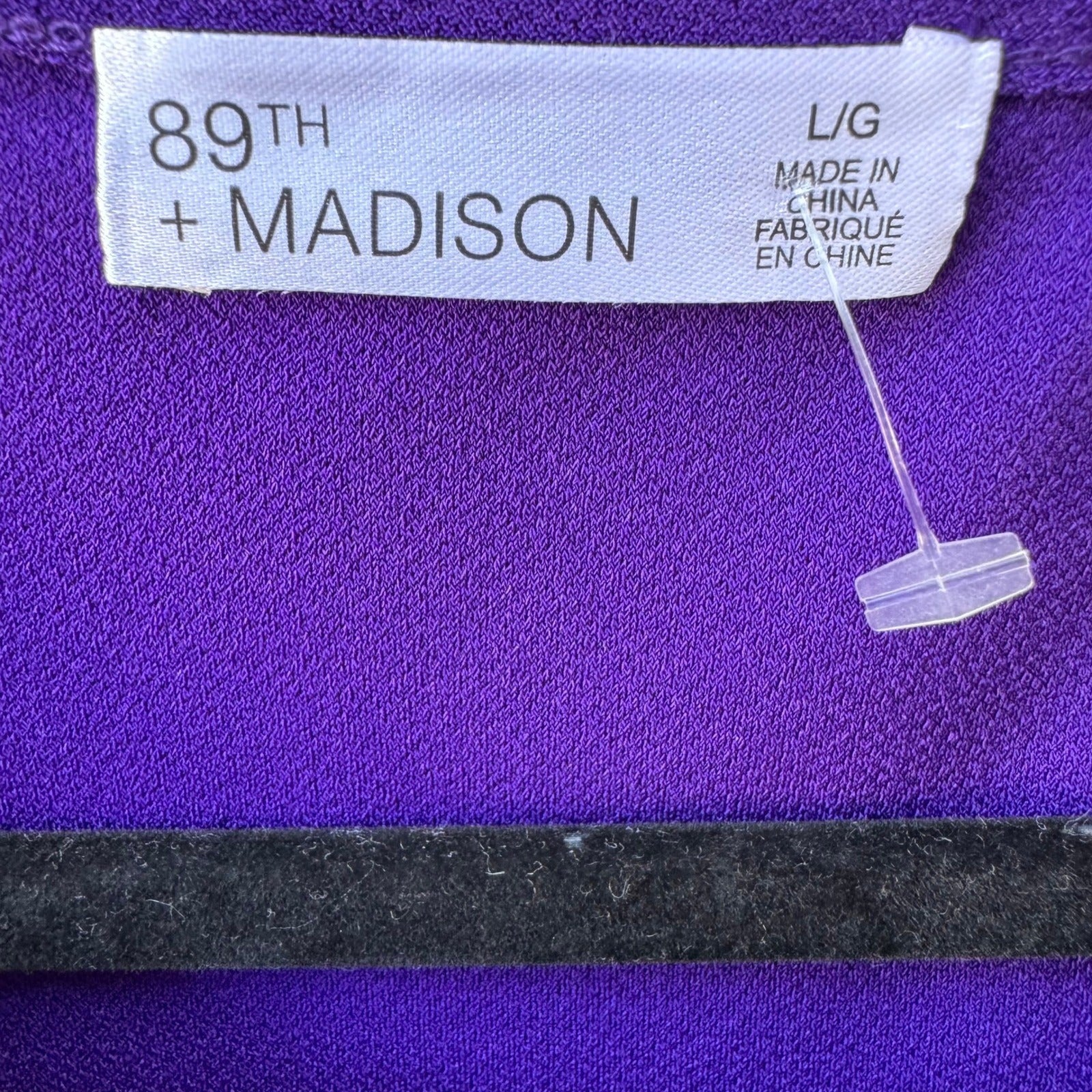89th + Madison Glam Party Rhinestone Trim Sleeve Jewel Tone Purple Blouse L NEW