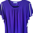 Switch 89th + Madison Glam Party Rhinestone Trim Sleeve Jewel Tone Purple Blouse L NEW 3 image
