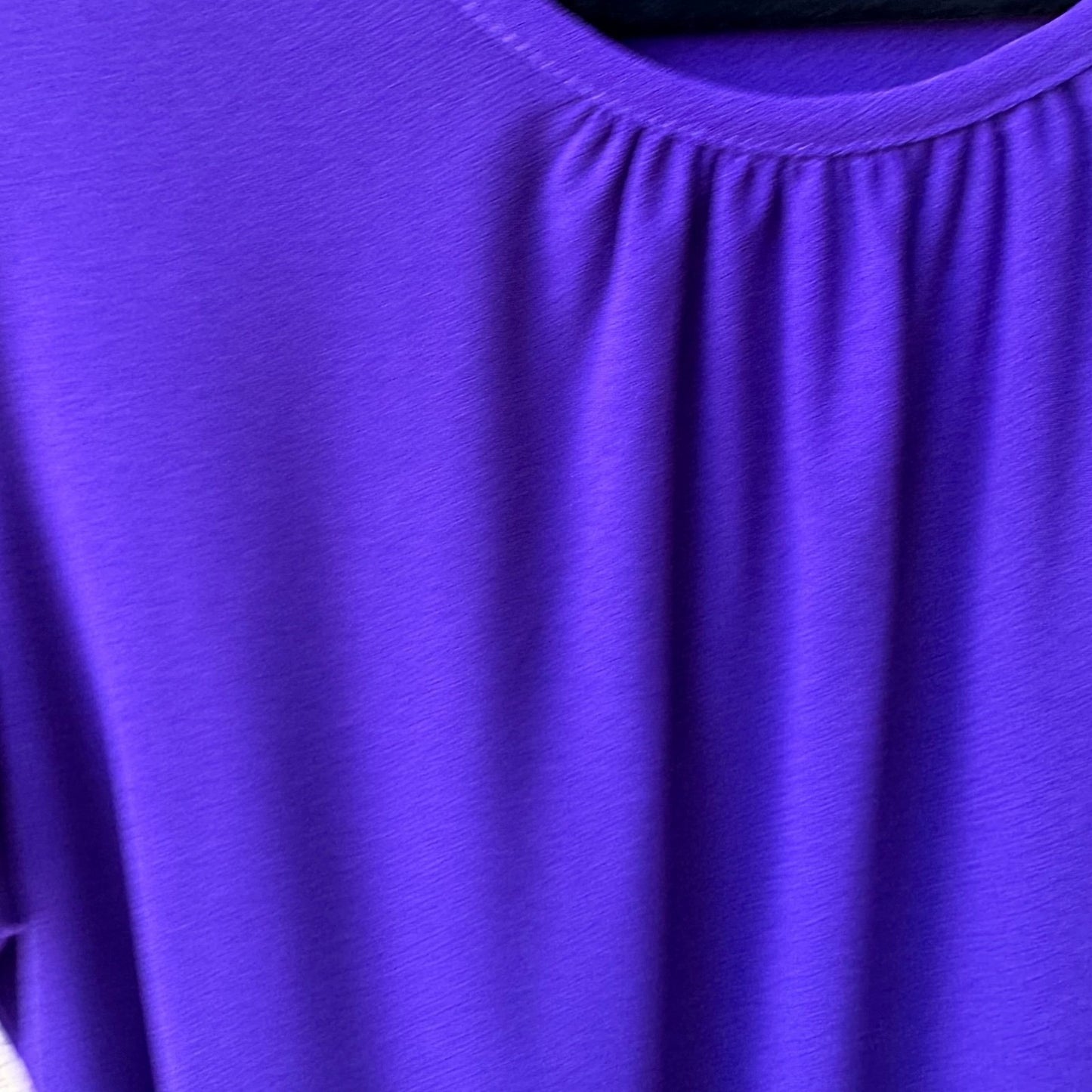 89th + Madison Glam Party Rhinestone Trim Sleeve Jewel Tone Purple Blouse L NEW