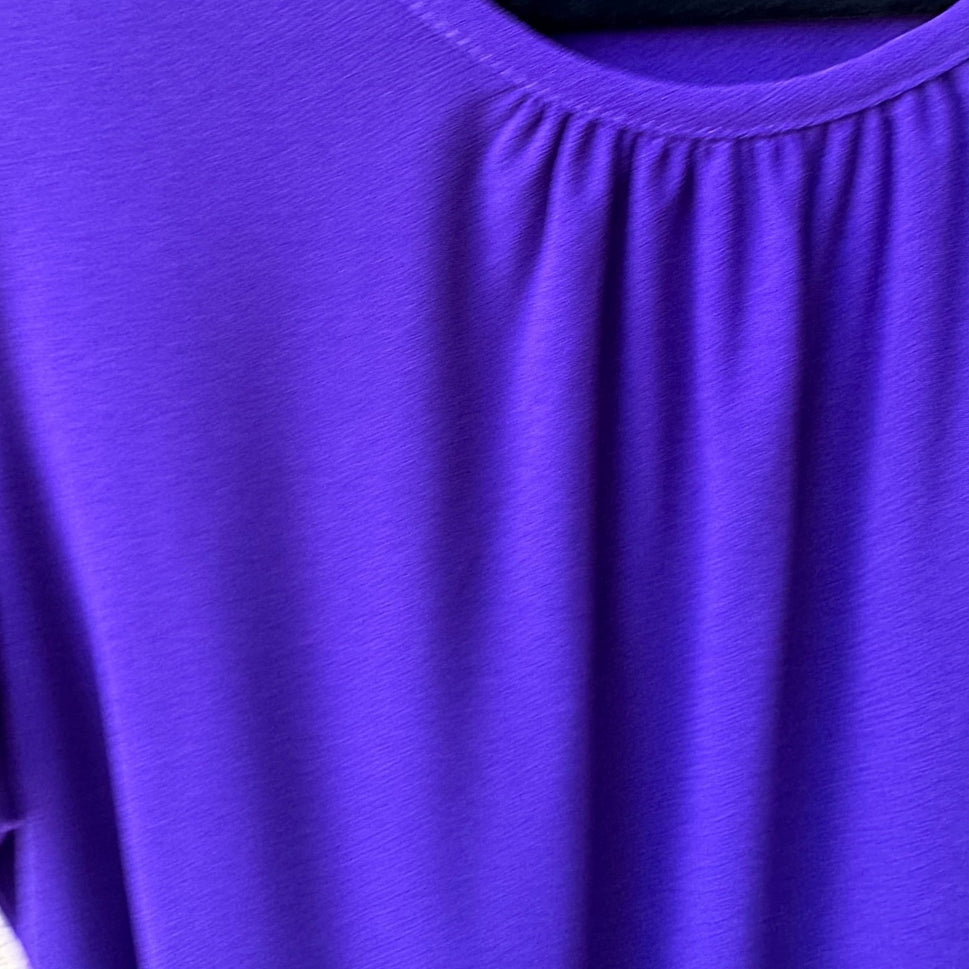 89th + Madison Glam Party Rhinestone Trim Sleeve Jewel Tone Purple Blouse L NEW