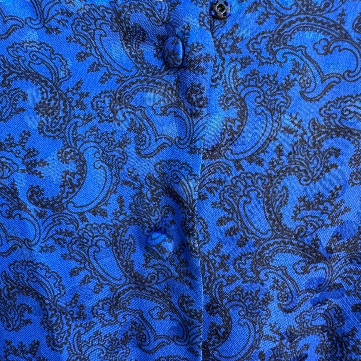 Petites for Maggy Vintage 80s Secretary Paisley Jacquard Puff Shoulder Dress 2