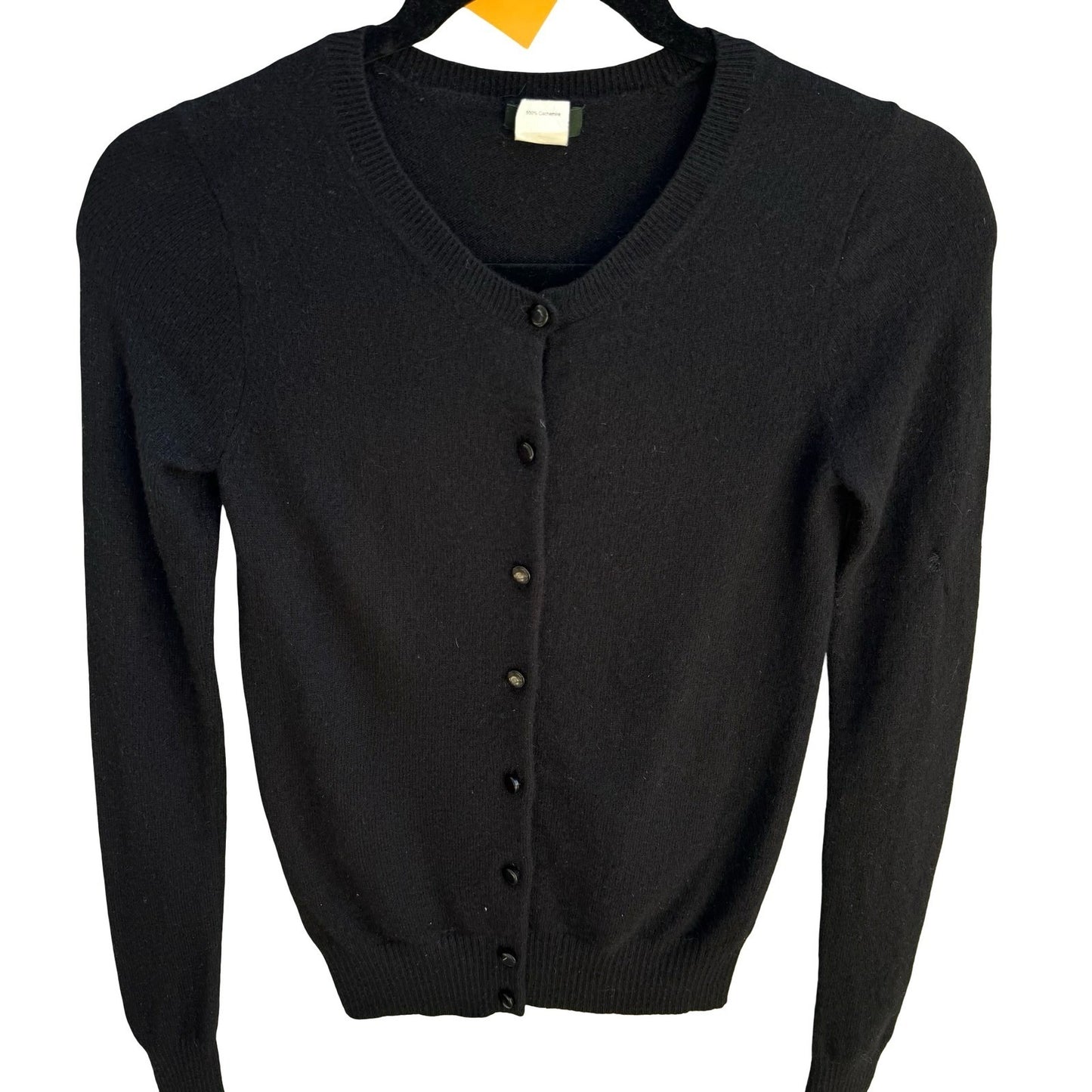 J. Crew 100% Cashmere Old Money Minimalist Cardigan Sweater Black Womens XS