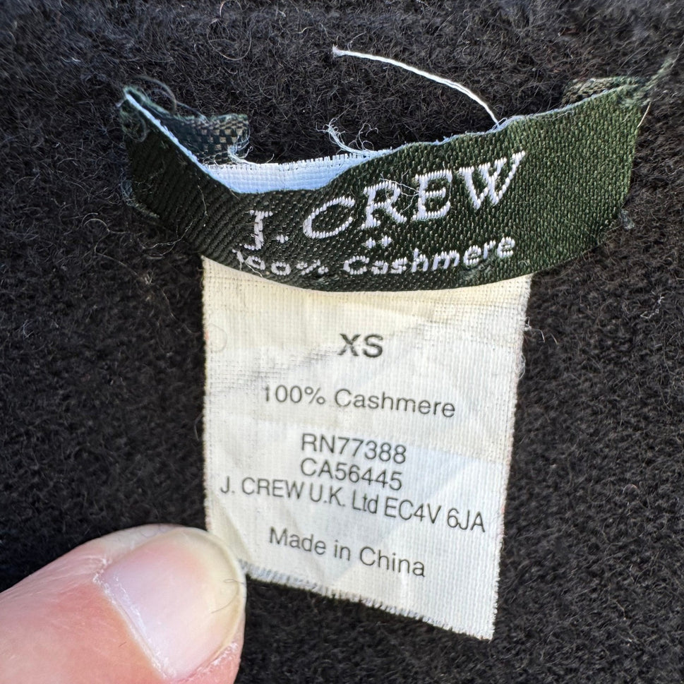 J. Crew 100% Cashmere Old Money Minimalist Cardigan Sweater Black Womens XS