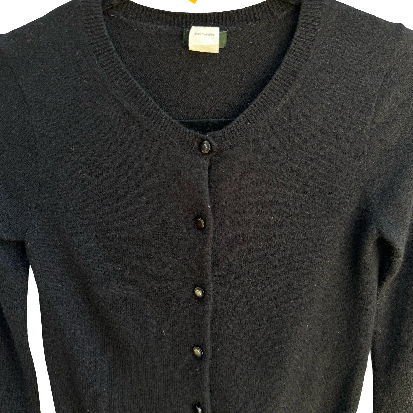 J. Crew 100% Cashmere Old Money Minimalist Cardigan Sweater Black Womens XS