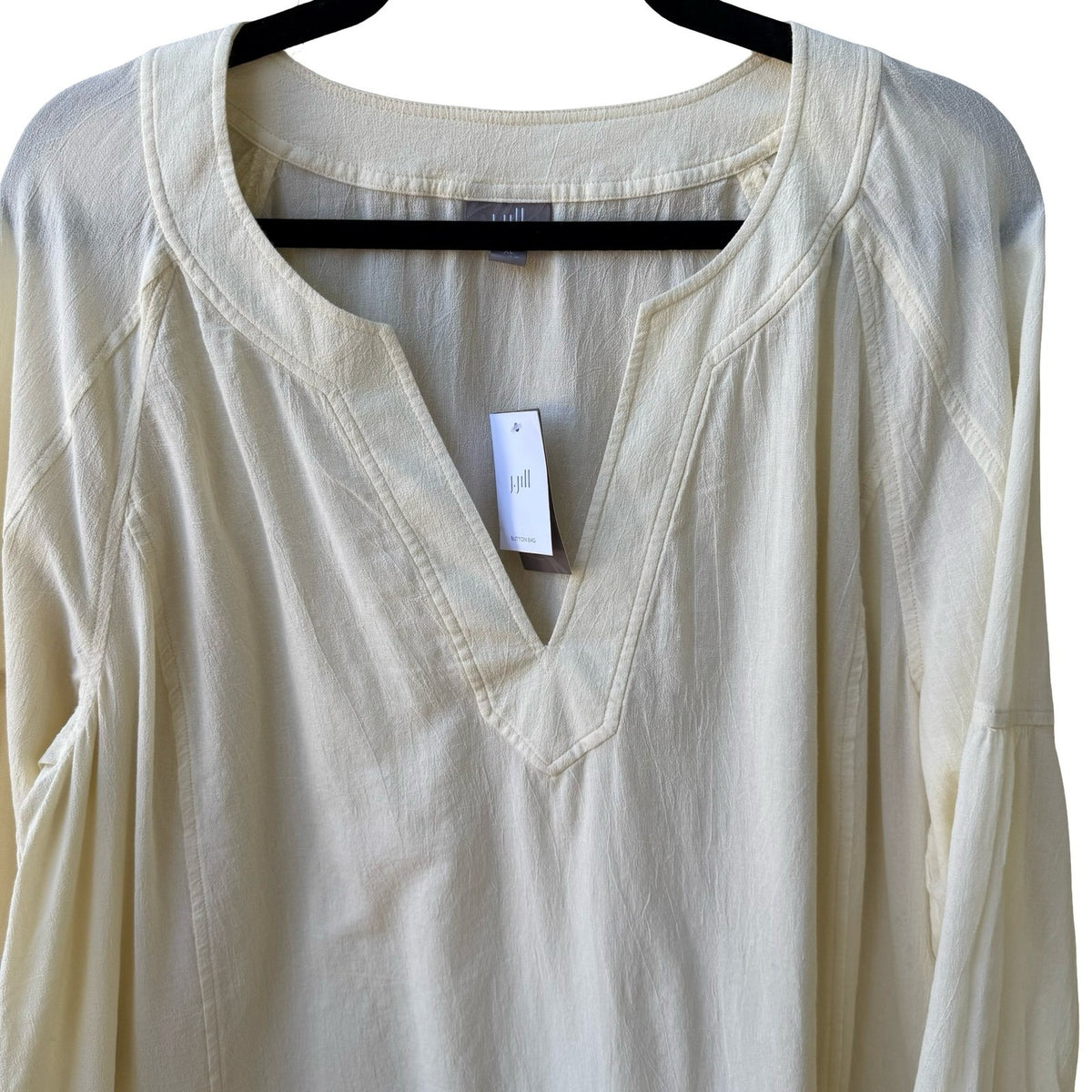 J Jill Butter Yellow Coastal Minimalist Lagenlook Cotton Gauze Tunic Top XL NEW