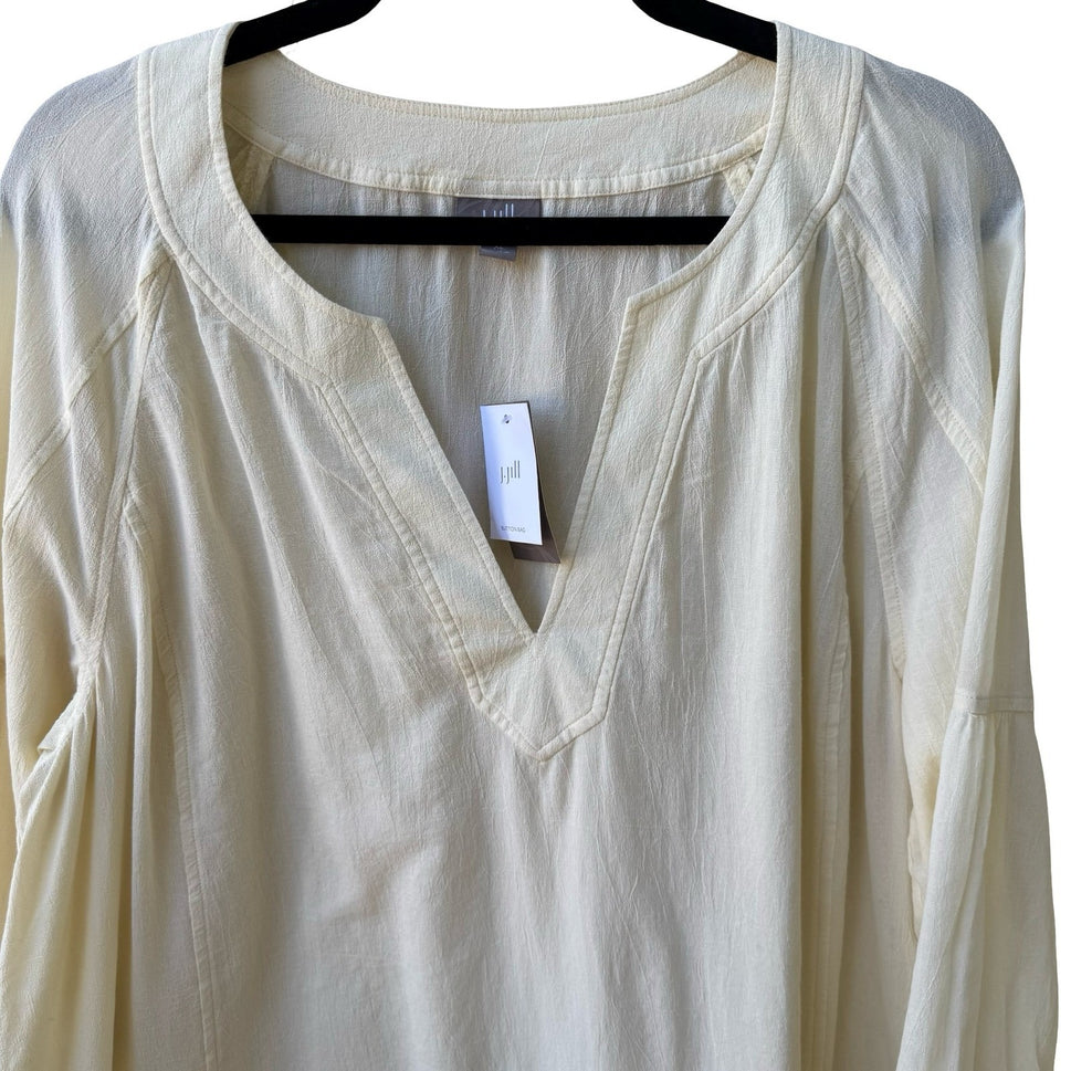 J Jill Butter Yellow Coastal Minimalist Lagenlook Cotton Gauze Tunic Top XL NEW