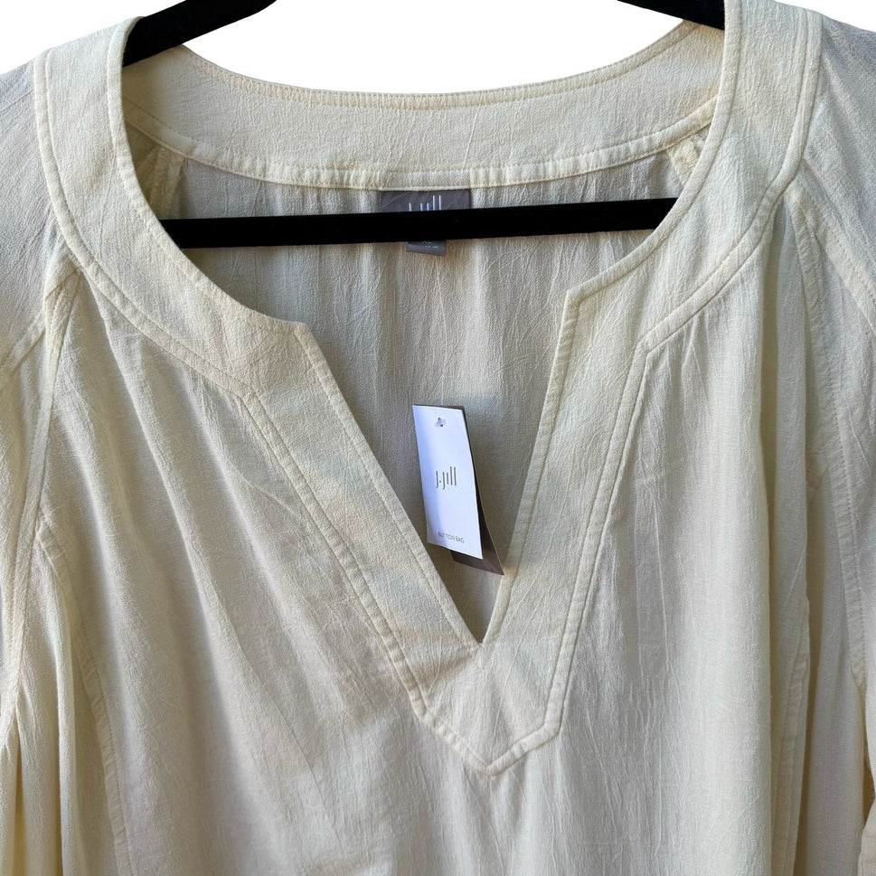 J Jill Butter Yellow Coastal Minimalist Lagenlook Cotton Gauze Tunic Top XL NEW