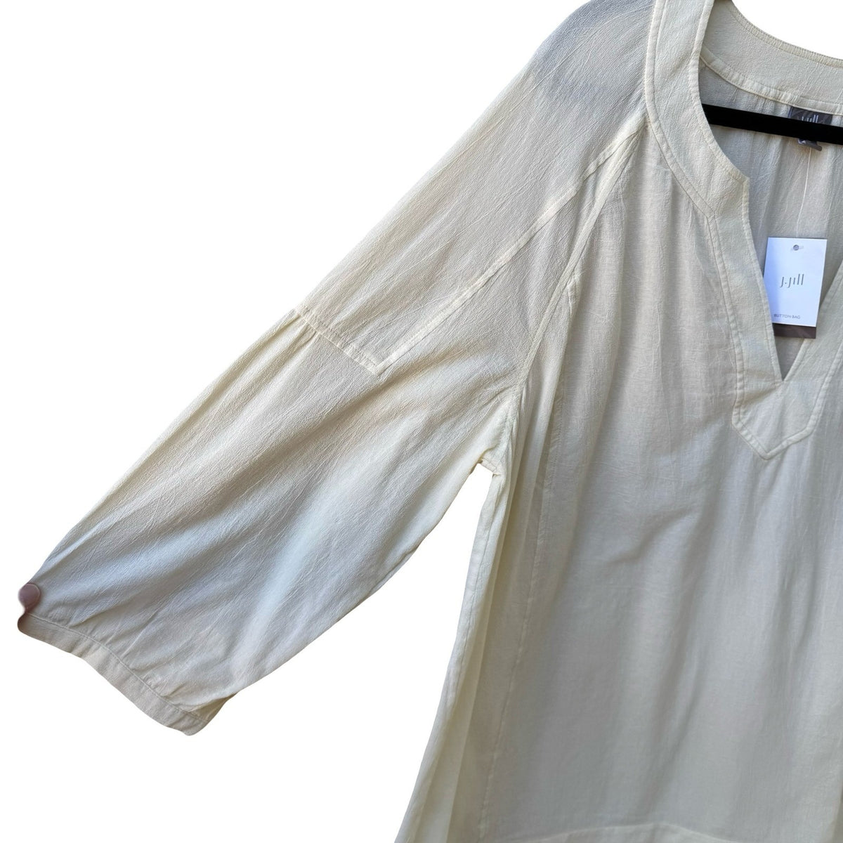 J Jill Butter Yellow Coastal Minimalist Lagenlook Cotton Gauze Tunic Top XL NEW