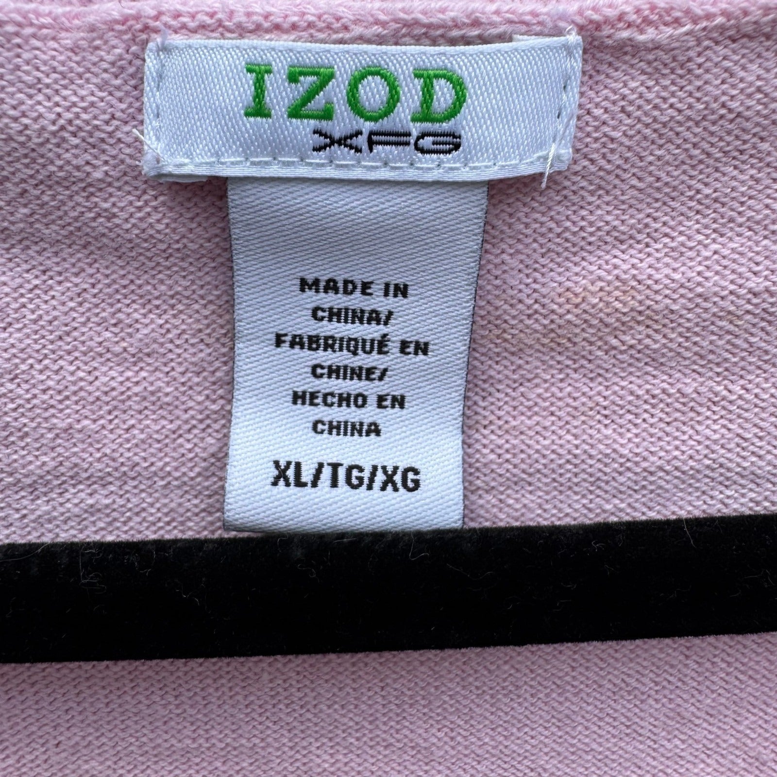 IZOD XFG Mens XL Pink Argyle Cotton V-Neck Sweater Vest Sleeveless Knit Preppy