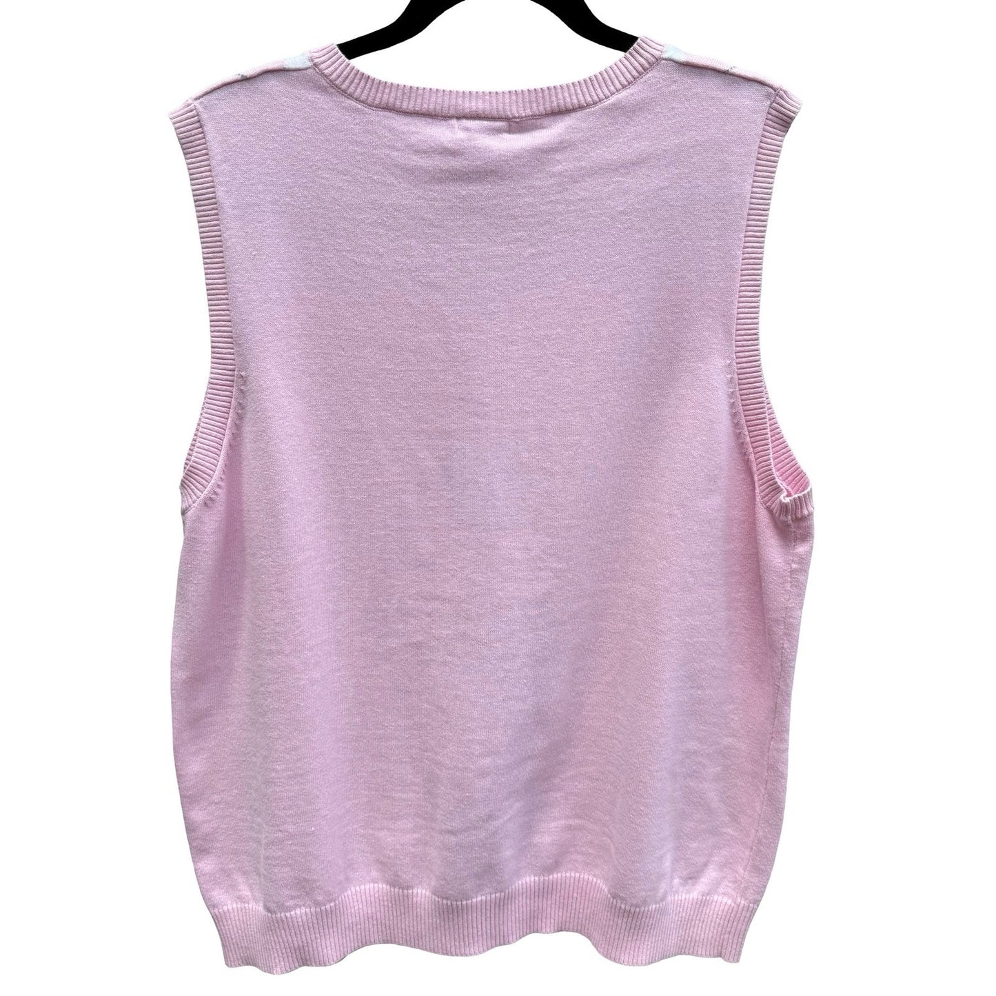 IZOD XFG Mens XL Pink Argyle Cotton V-Neck Sweater Vest Sleeveless Knit Preppy