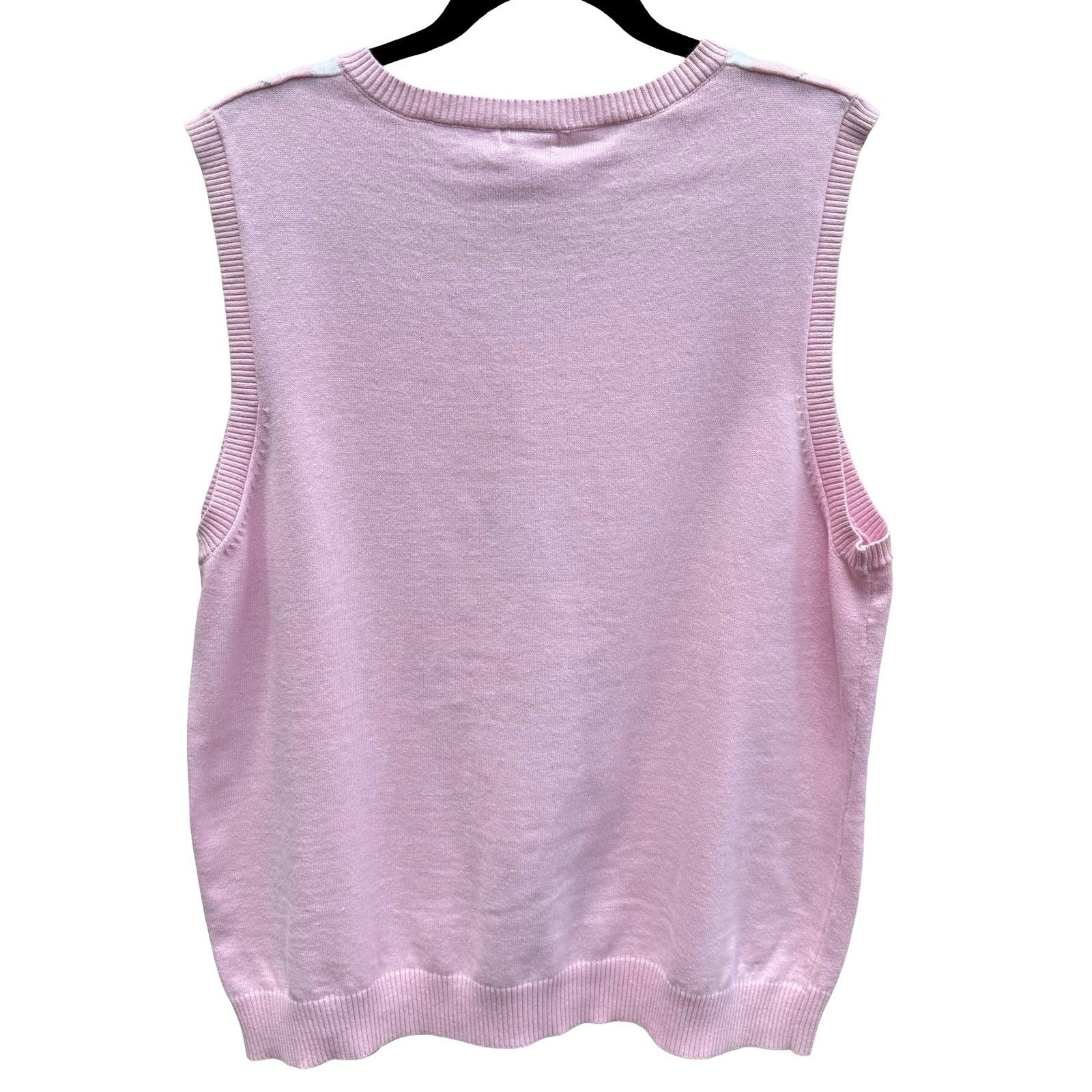 IZOD XFG Mens XL Pink Argyle Cotton V-Neck Sweater Vest Sleeveless Knit Preppy