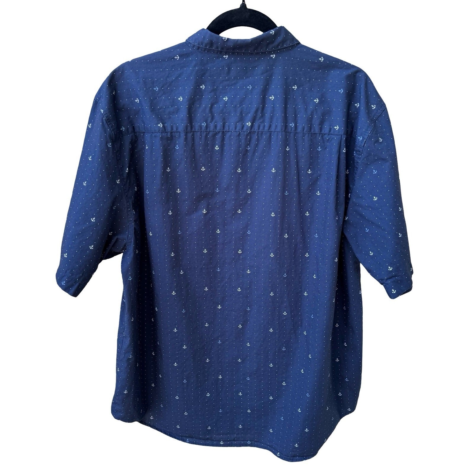 Havanera Nautical Anchor Print Coastal Sailor Preppy Cotton Shirt Navy Mens XL